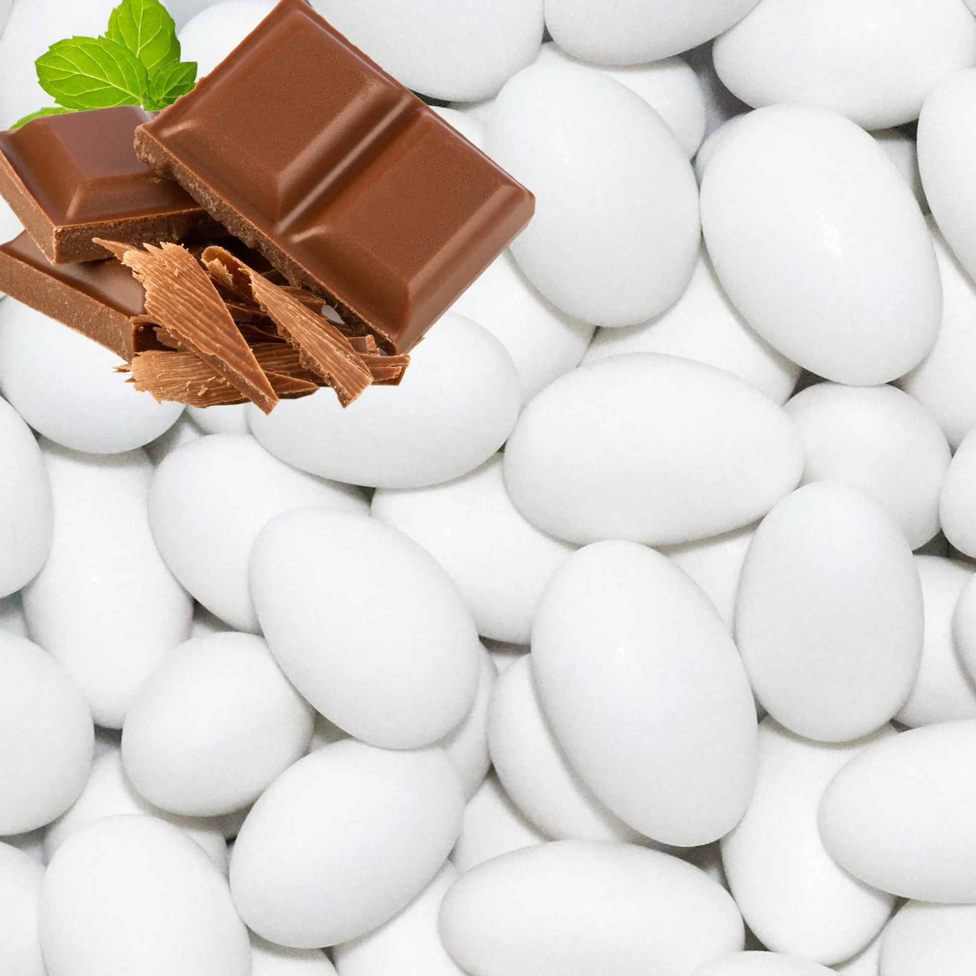 EinsSein Peladillas de Almendra Chocolate con Leche blanco mate 1kg | 160 pieza Confeti Dulce para Fiestas | Grageas para Boda Bautizo y Comunión | Cumpleaños y Eventos