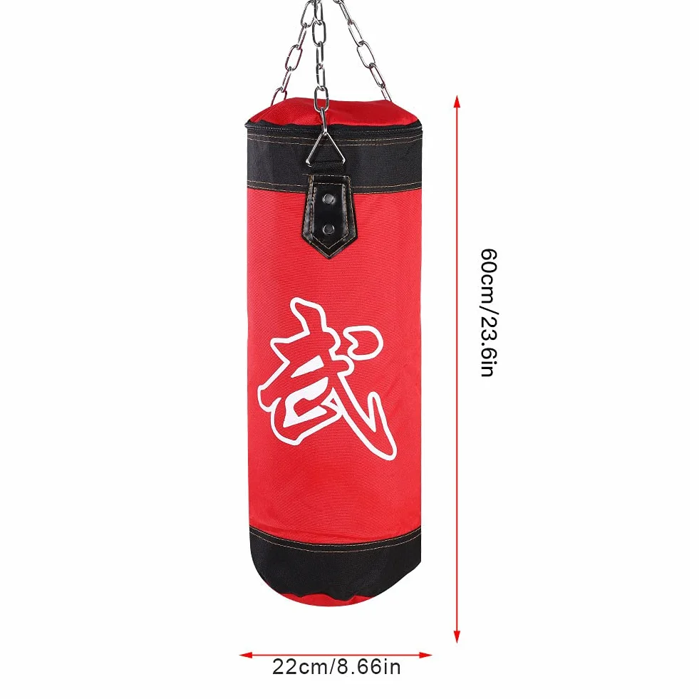 Saco de Vacío para Entrenamiento de Boxeo, Tela Oxford, Cremallera, 60 cm, Rojo