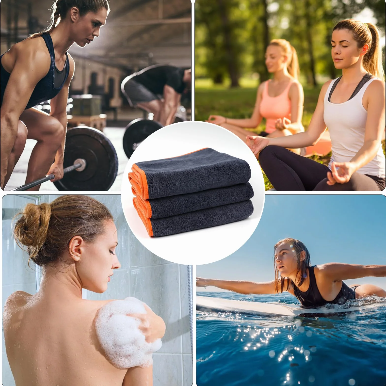 Juego de 3 Toallas de Fitness 40x80 cm Microfibra 400 g/m² Toalla de Gimnasio