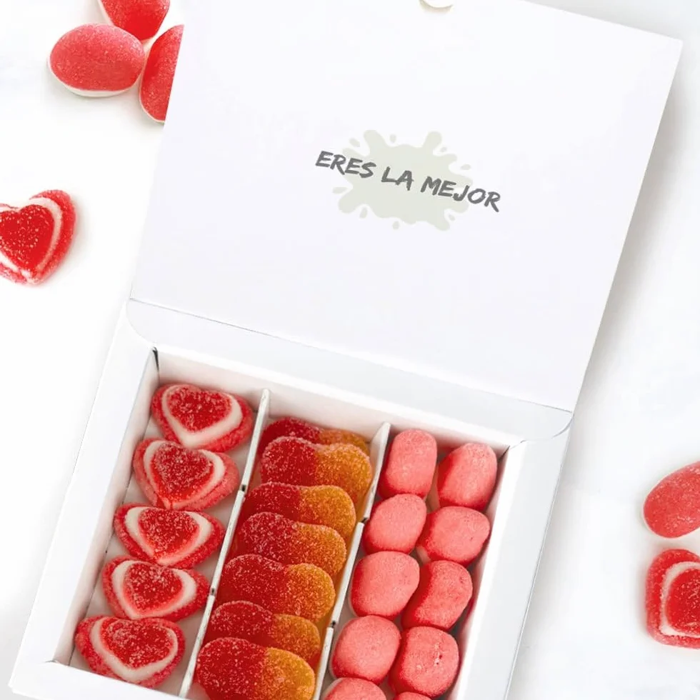 Transparent Gift Caja de Dulces Personalizada con Nombres y Texto Manos de Colores Pequeña. Regalos Originales para Profesores. Caja para Chuches. Regalos para Mujer y Hombre. Cumpleaños, Fin de Curso
