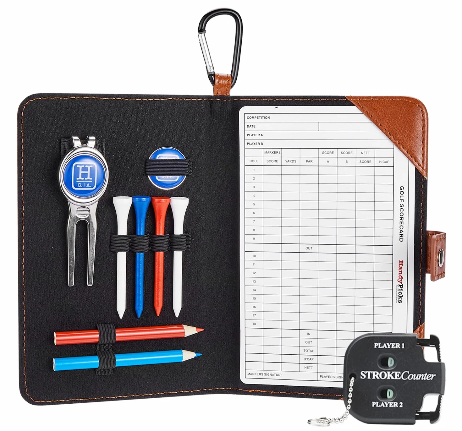 Handy Picks Funda de Cuero para Tarjetas de Puntuación de Golf