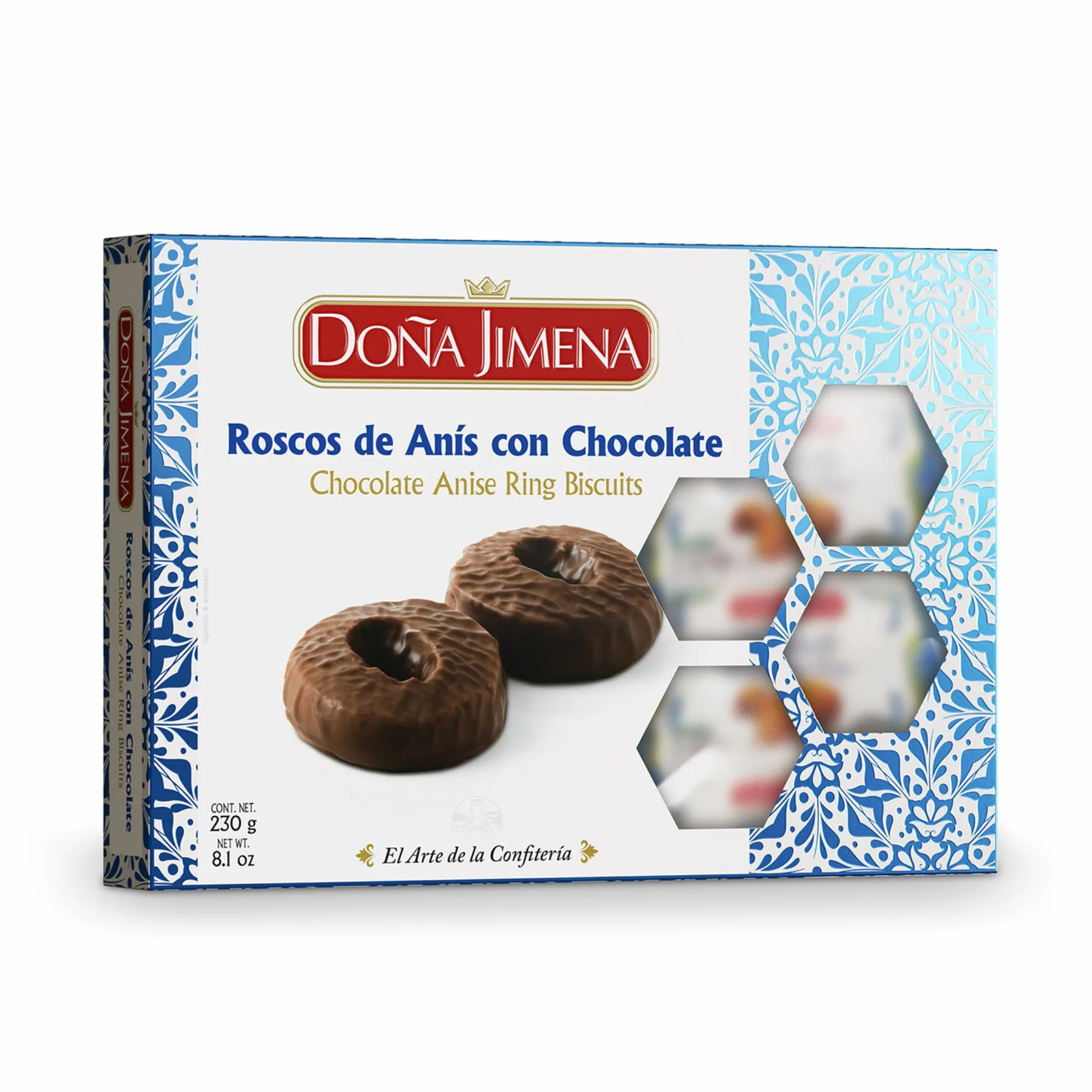 Doña Jimena - Roscos de Anís Bañados de Chocolate, Calidad Suprema, Típico Dulce Navideño, Receta Artesanal, 230g