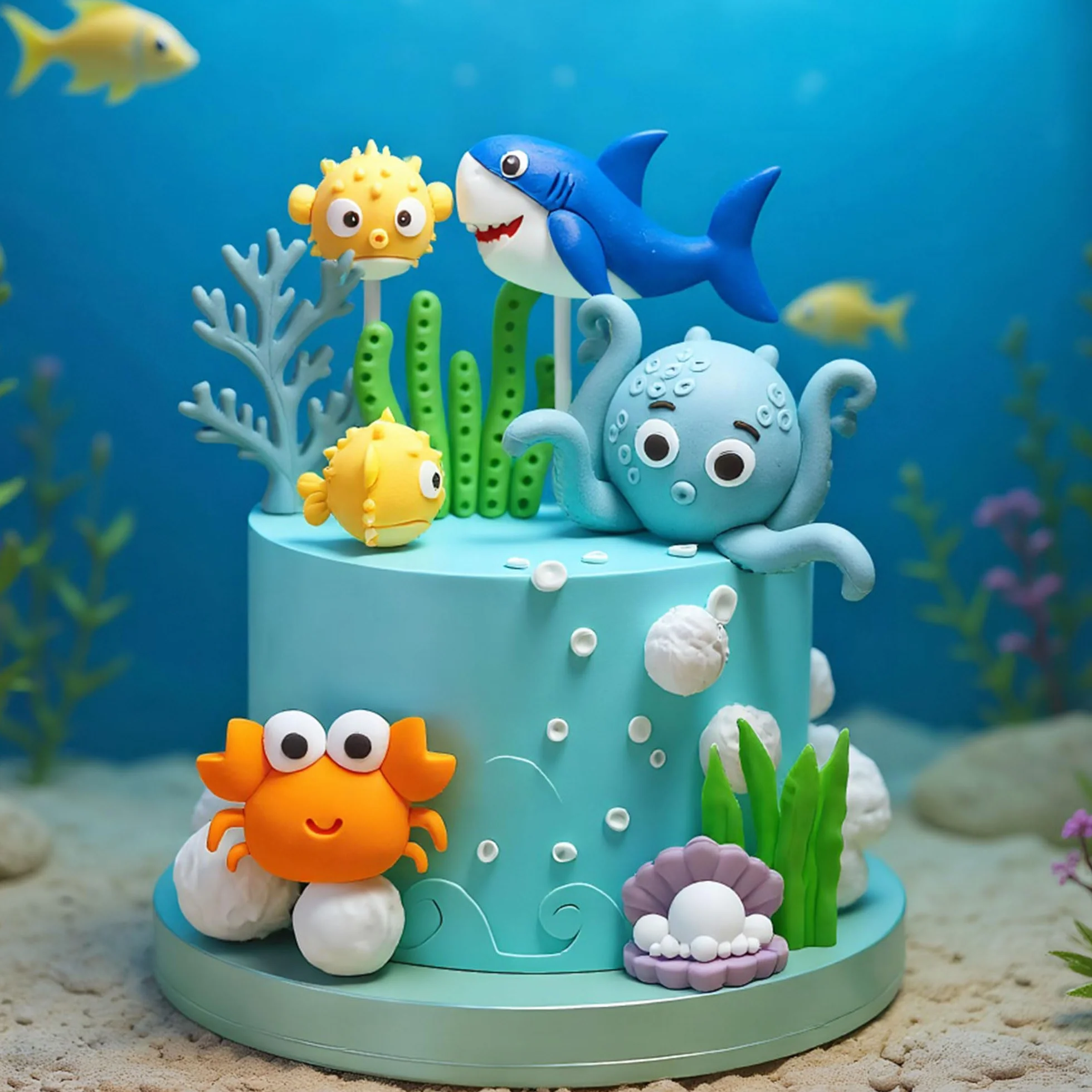 decoración torta animales marinos cumpleaños temática oceánica adornos pastel criaturas marinas figura superior para temática submarina decoración fiesta baby shower