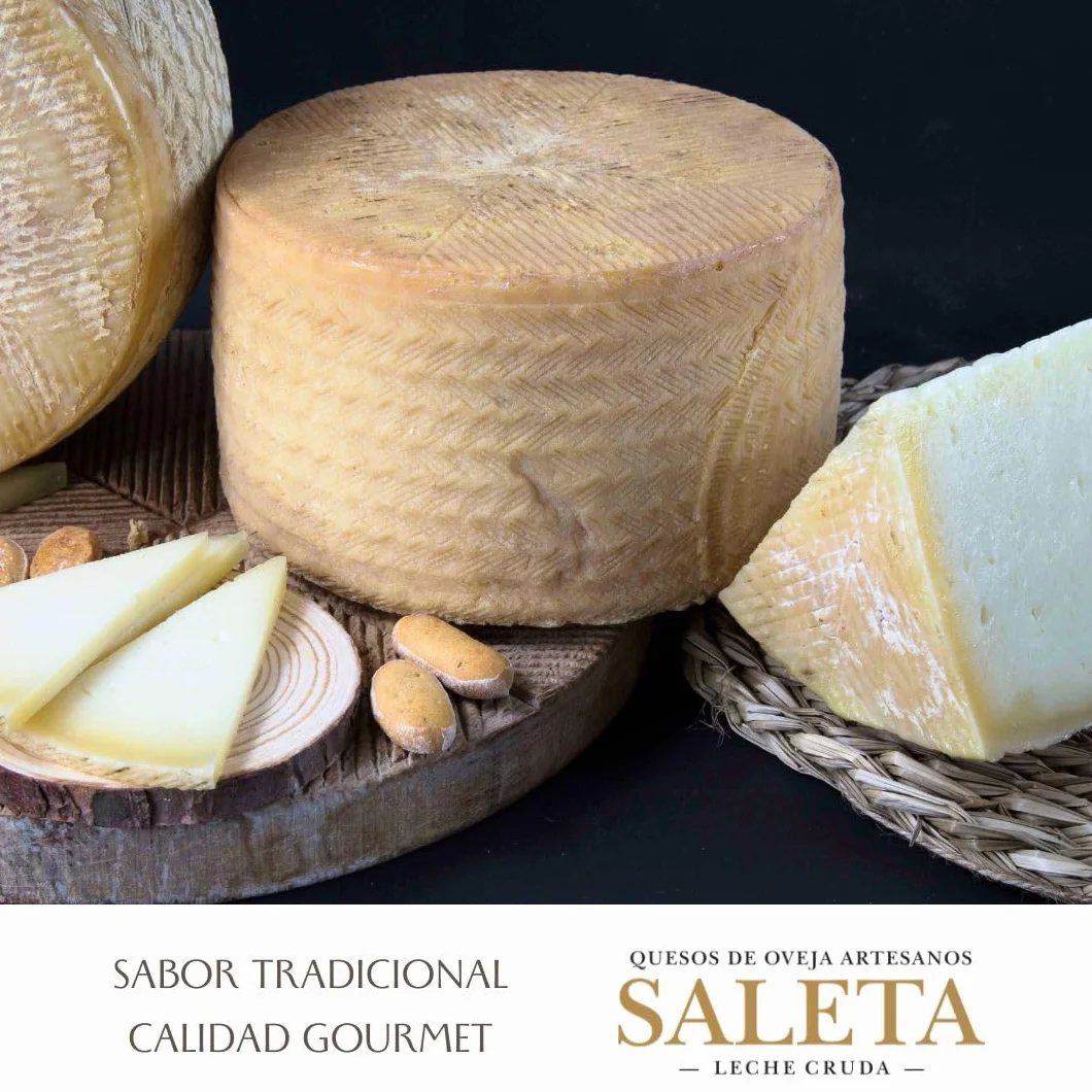 SALETA® Cesta Quesos Gourmet Regalo 4 Cuñas Queso Curado Semicurado Añejo Aceite Oliva Virgen Extra 1Kg