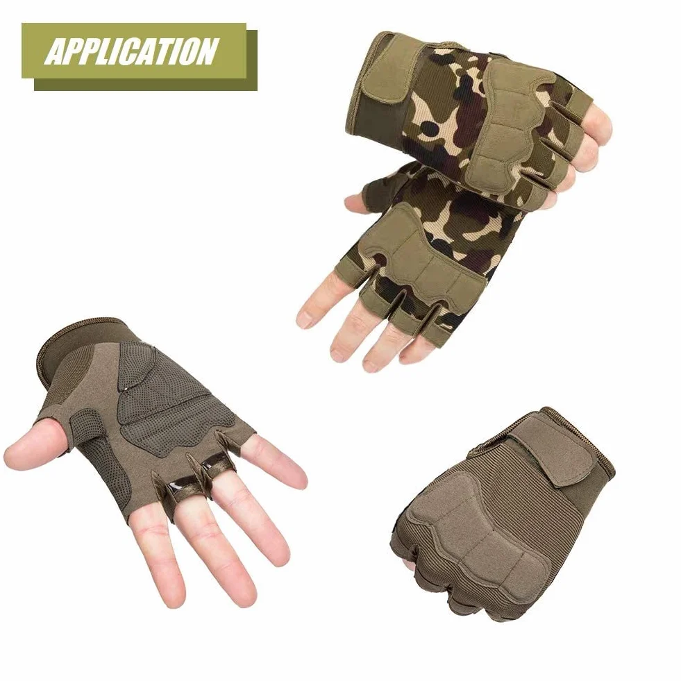 Guantes sin dedos para exteriores ligeros transpirables protectores escalada motocicleta camping