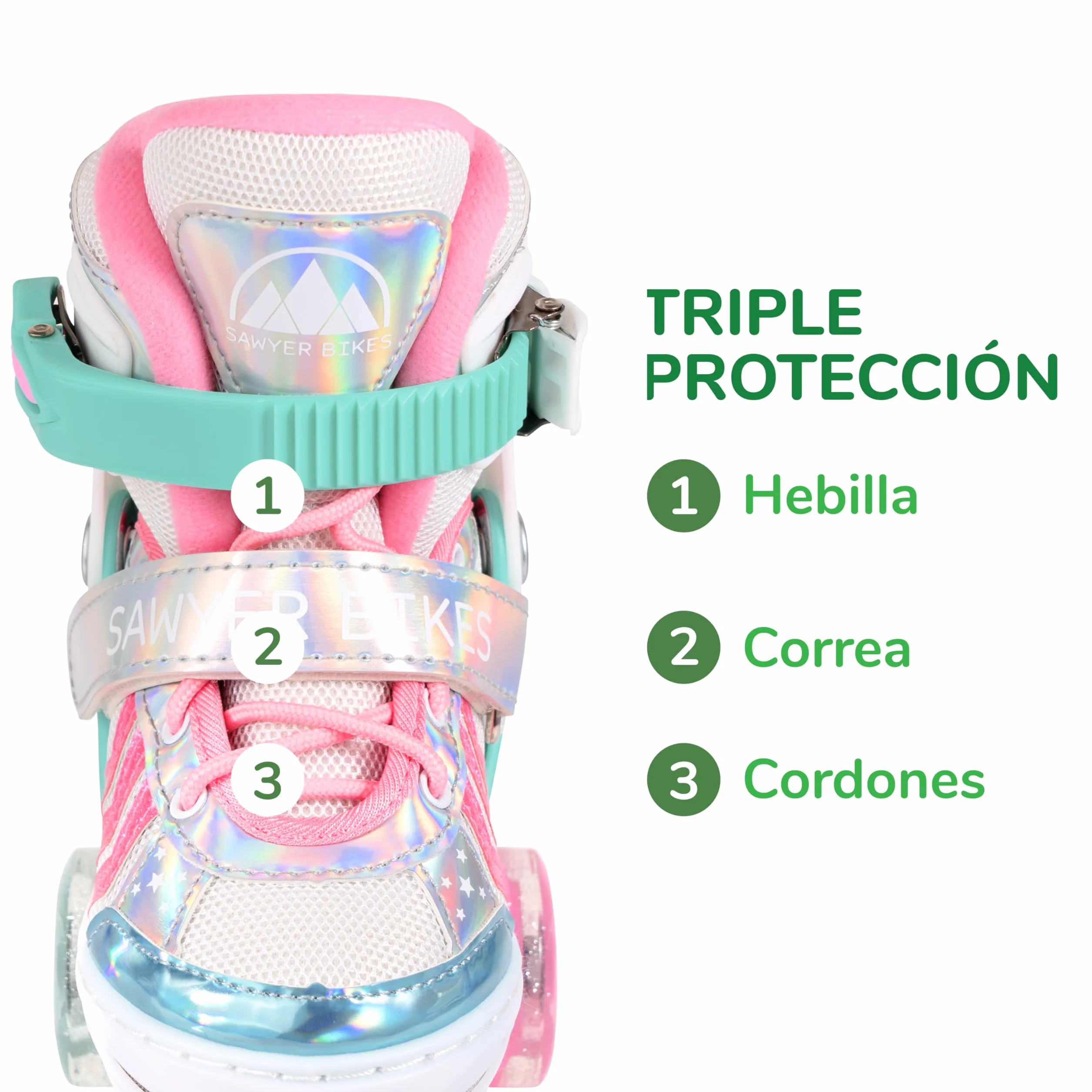 Patines Ajustables 4 Ruedas LED Tallas 23-38