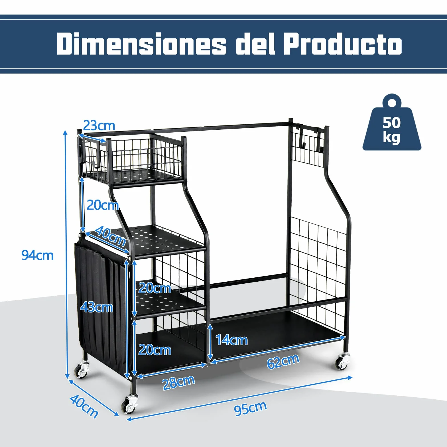 COSTWAY Estante de Almacenamiento para Bolsa de Golf con Ruedas Bloqueables