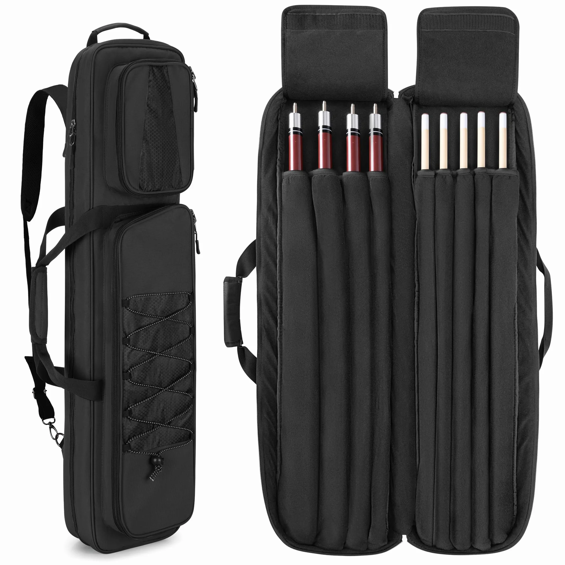 Funda para Tacos de Billar 4x5 Pulgadas, Bolsa de Transporte para Palos de Billar con Capacidad para 4 Traseros y 5 Ejes