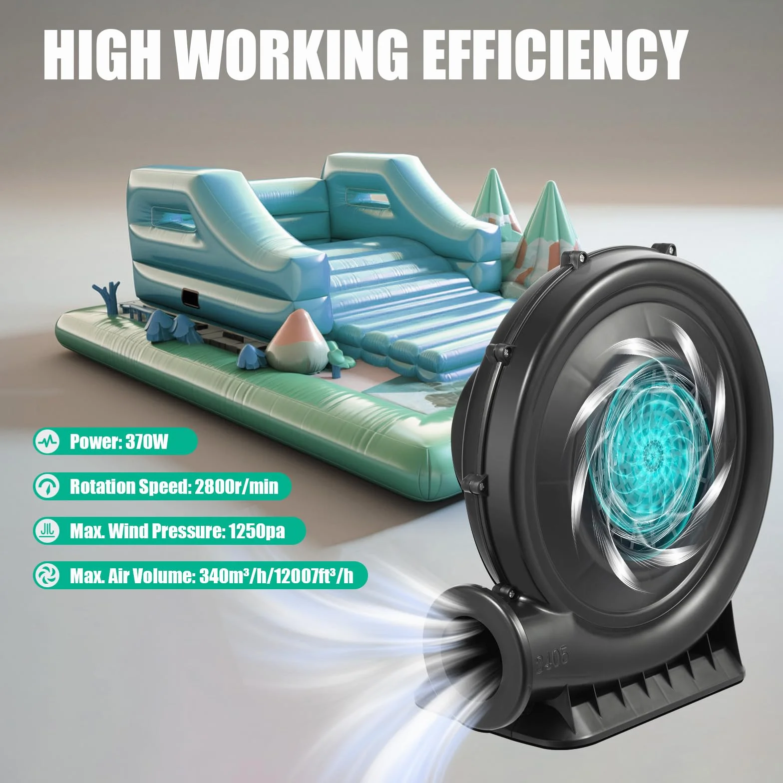 Ventilador permanente 220V 370W para juguetes inflables