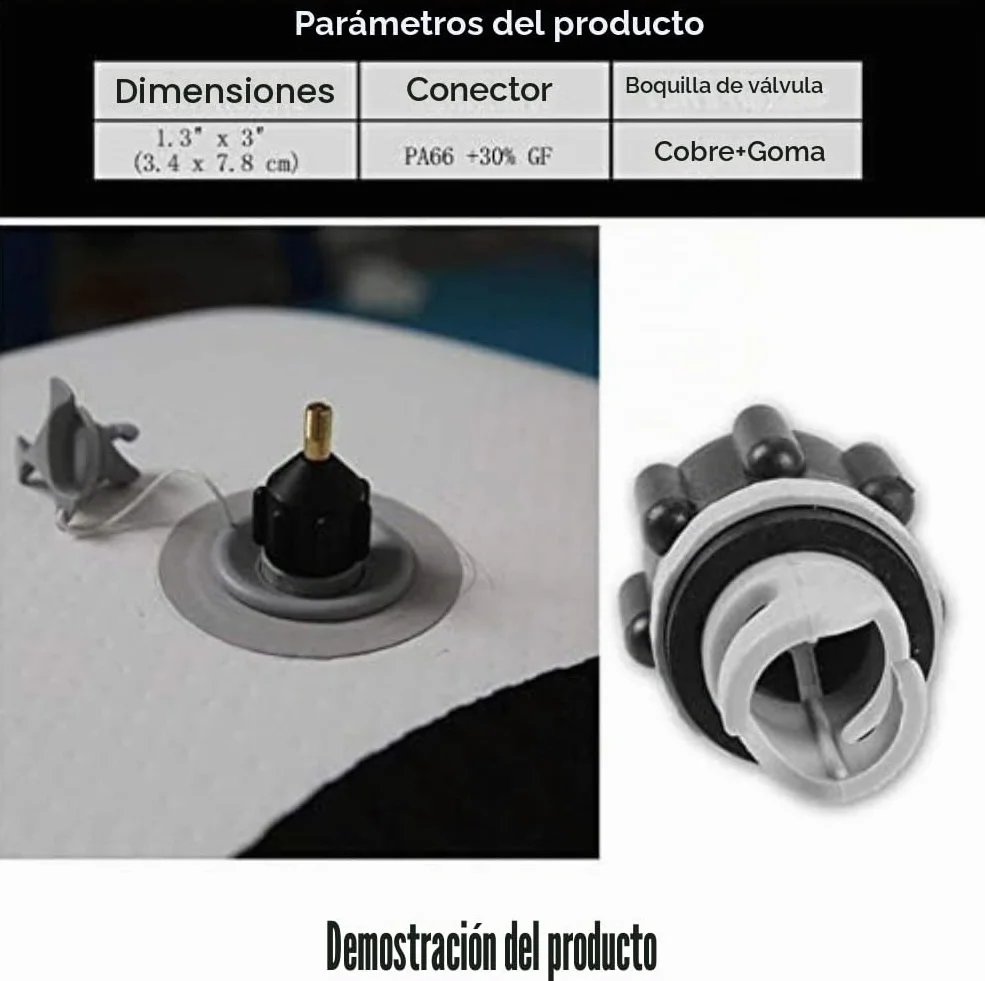 anso Adaptador de paleta de surf, bomba de kayak, compresor inflable, accesorios de válvula de conmutación para barco