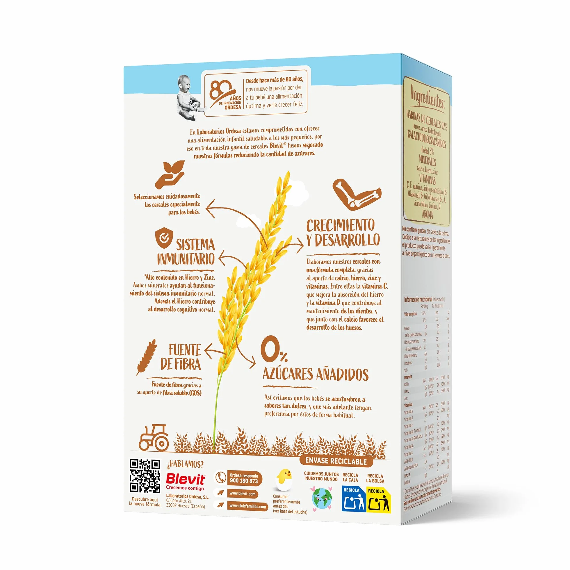 Blevit Rizcrem Arroz | 225 g | Papilla de Cereales para Bebé desde los 4 Meses con Crema de Arroz - Sin Gluten y Sin Azúcares Añadidos - Facilita la digestión