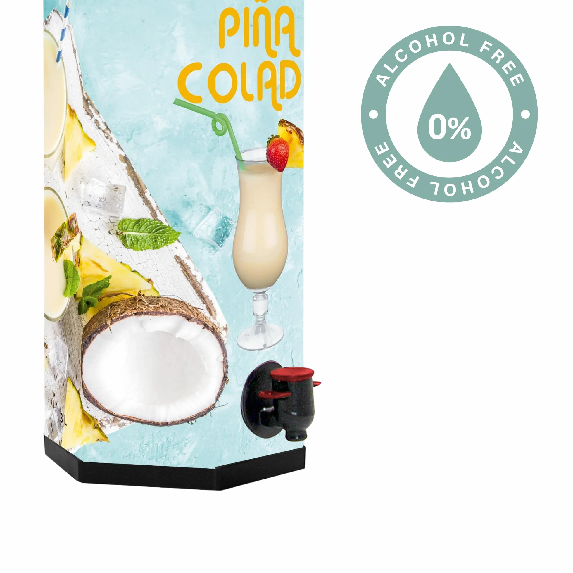 Piña Colada SIN ALCOHOL CHAPEAU – El sabor del Caribe, sin consecuencias | 3 L. Bag in Box Hexagonal | Sin azúcar añadido | Ideal para embarazadas, conductores y gente con buen gusto