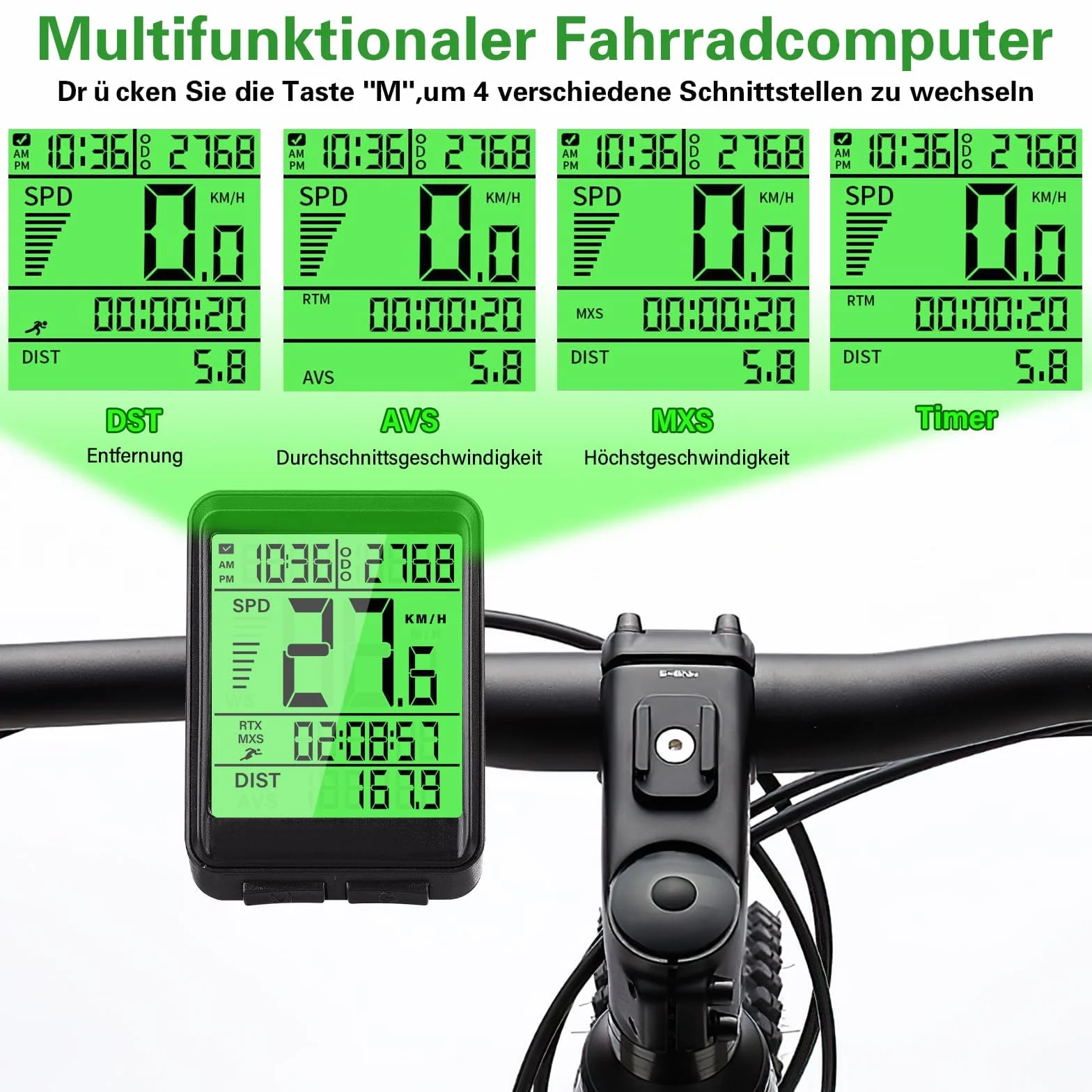 Ciclocomputador inalámbrico IPX7 resistente al agua velocímetro bicicleta automático arranque parada