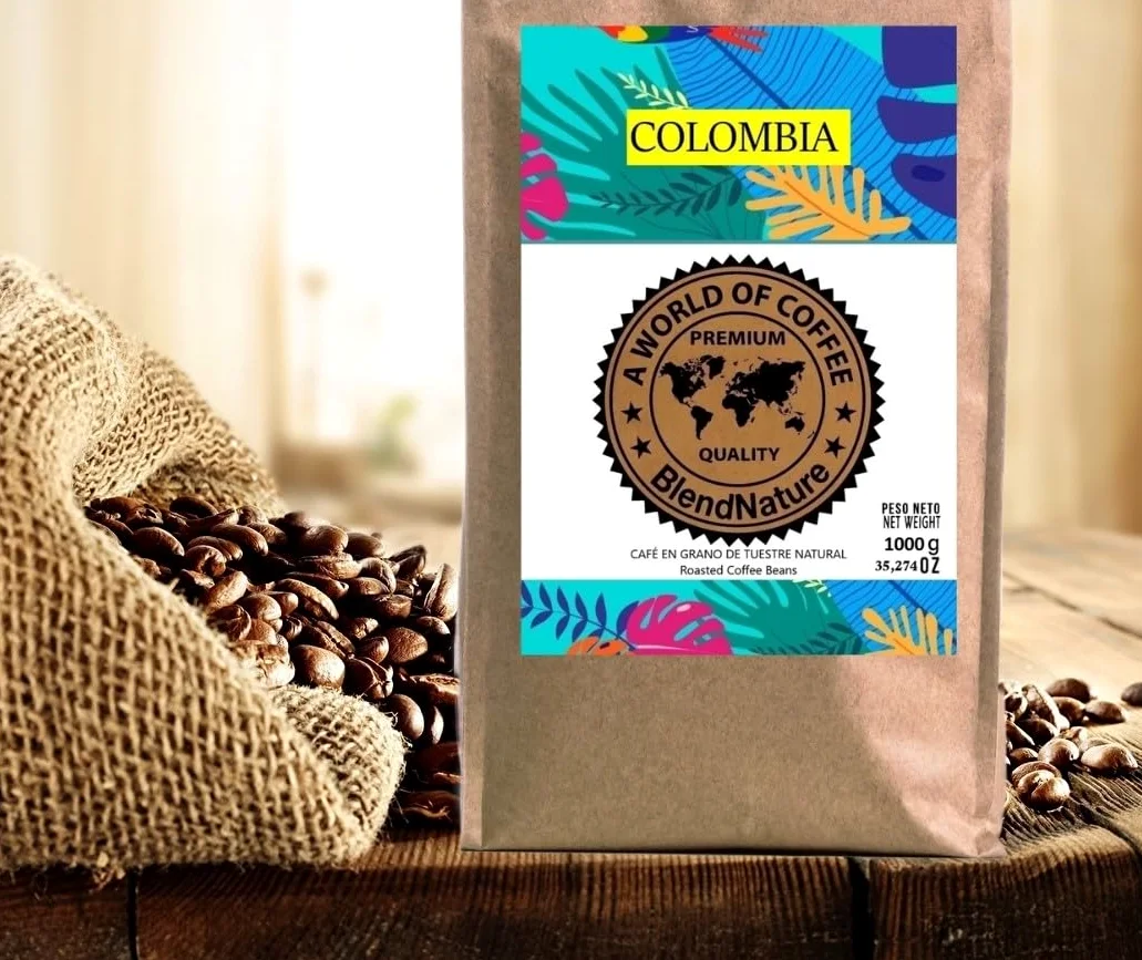 Café en Grano 1kg Natural Colombia 100% Arabica-Calificación 82 puntos por la Specialty Coffee Association (SCA) por su sabor aroma y excelencia-Origen exclusivo Colombia