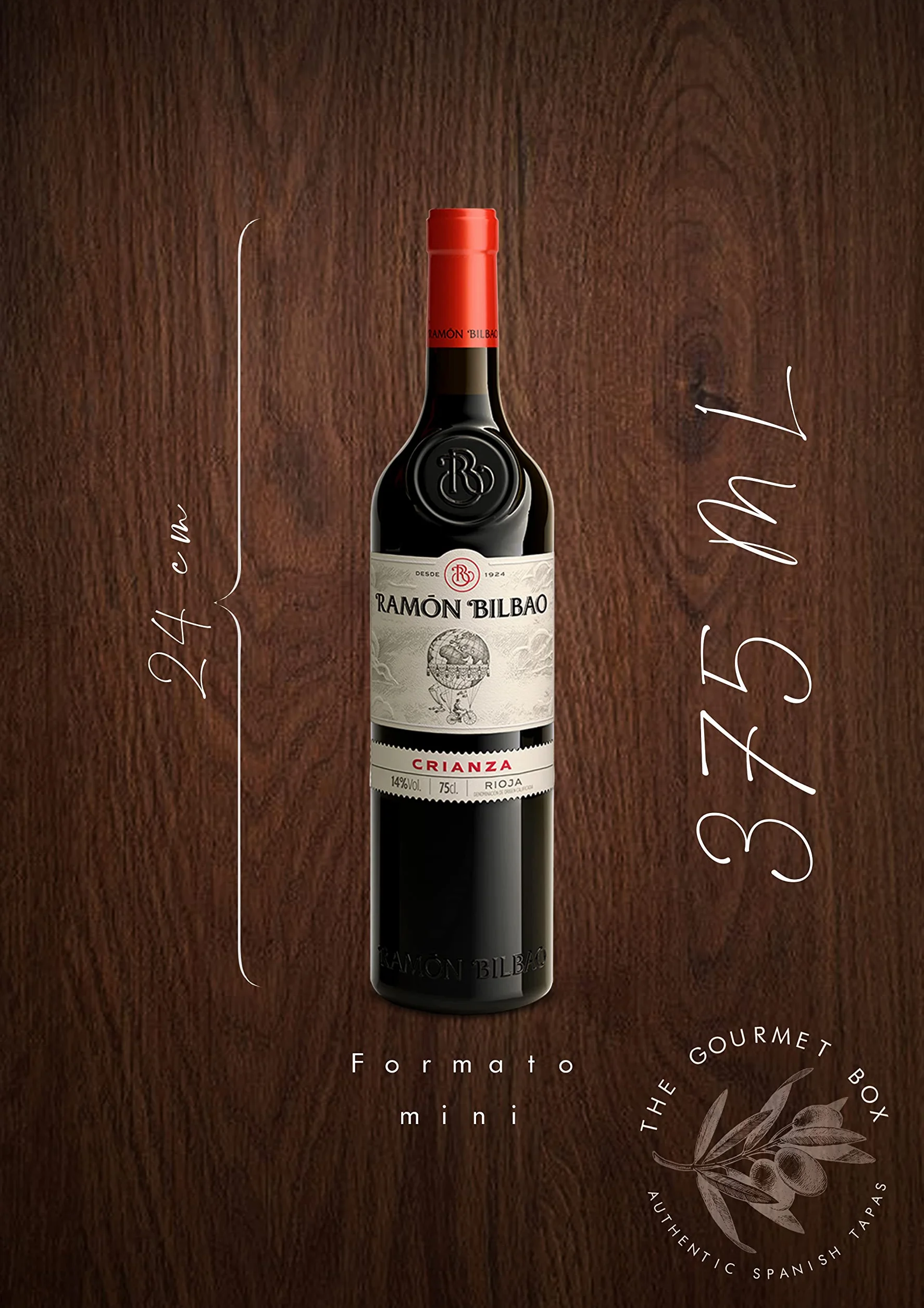 GOURMET BOX | Cesta Gourmet con Vino | Productos Ibéricos Delicatessen, Queso de Oveja 100%, Patés (Morcilla y Perdiz), Picos Gourmet y Vino Ramon Bilbao