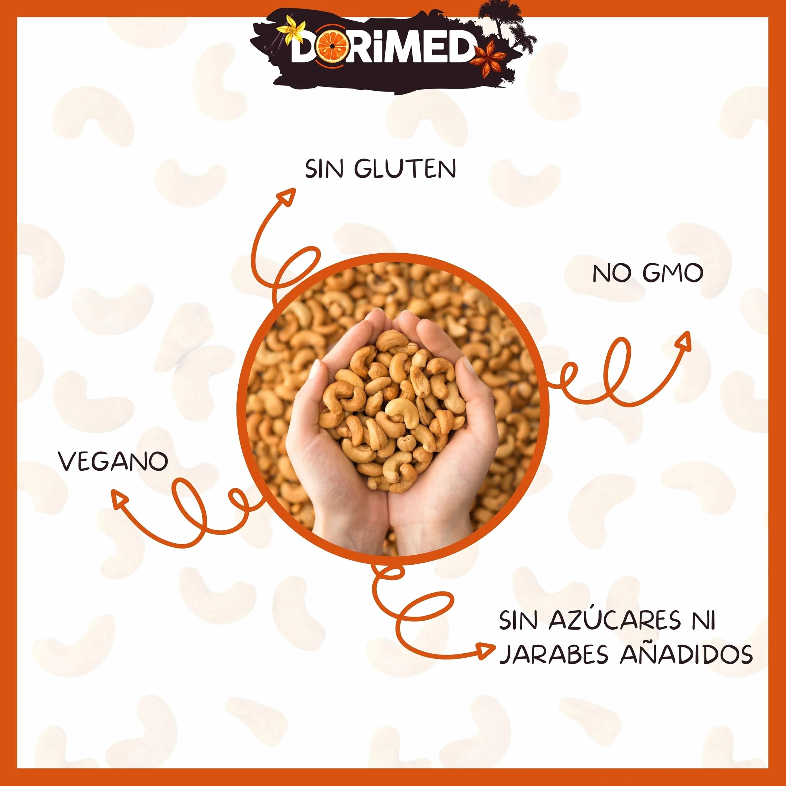 Anacardos Enteros Tostados | 1 Kg de Piezas de Frutos Secos de Origen Natural | Nuez Sin Cáscara | Sin Sal | Cashews nuts | Dieta vegana y vegetariana | Dorimed