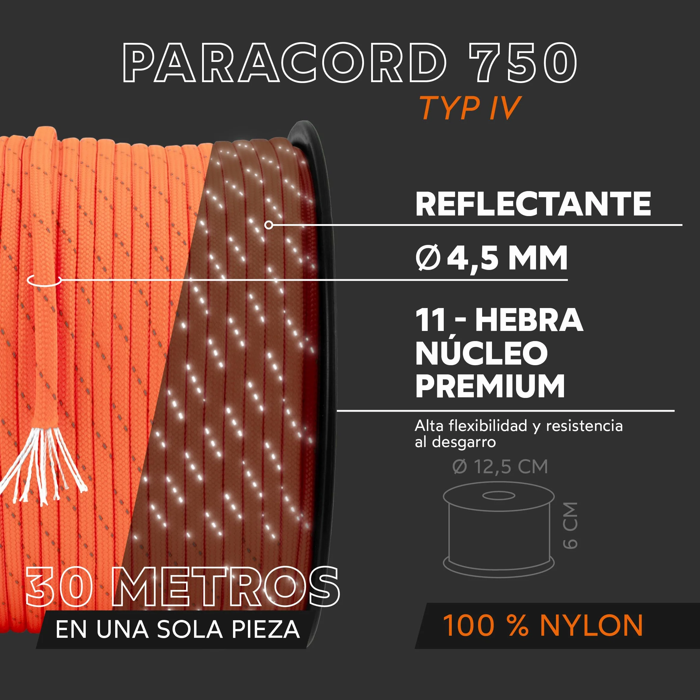 GO!elements Paracord 750 Seil aus reißfester Nylonschnur - Allzweckseil & Reepschnur