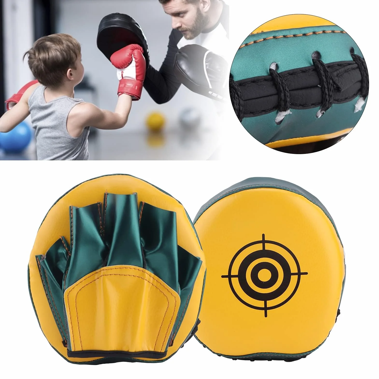 HERCHR Mini Manoplas De Enfoque, Almohadillas De Boxeo De Cuero PU para Kickboxing, MMA, Muay Thai