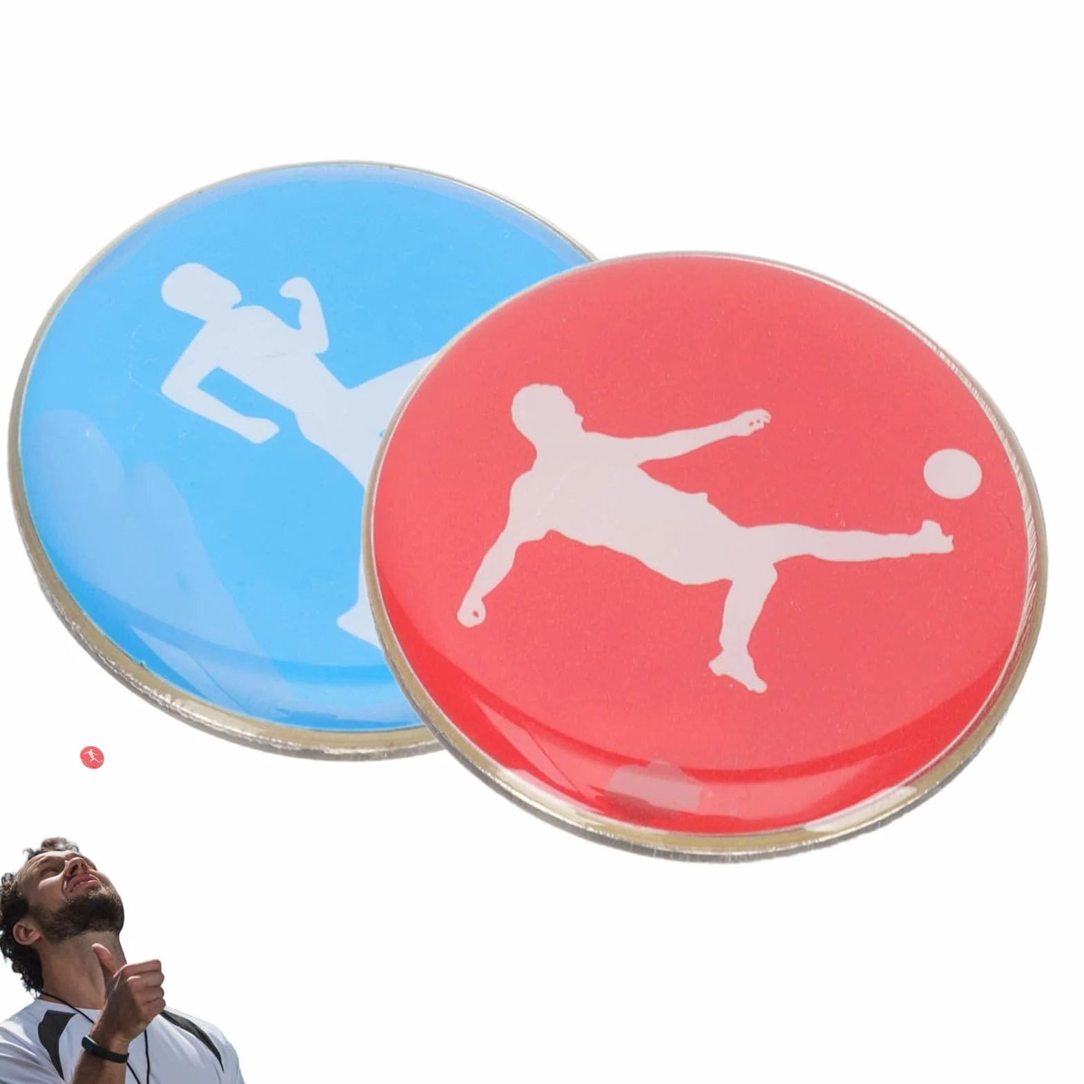 Moneda Sorteo Árbitro Fútbol Doble Cara Selector Lado Rojo & Azul Metal