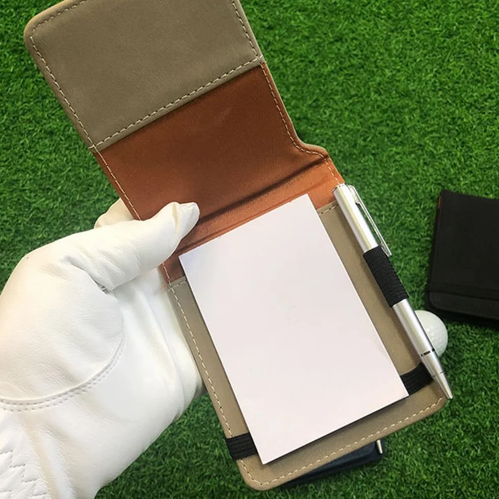 DONGKER Porta Tarjetas de Golf con Bolígrafo, Billetera de Cuero PU para Tarjetas de Puntuación, Regalo para Golfistas