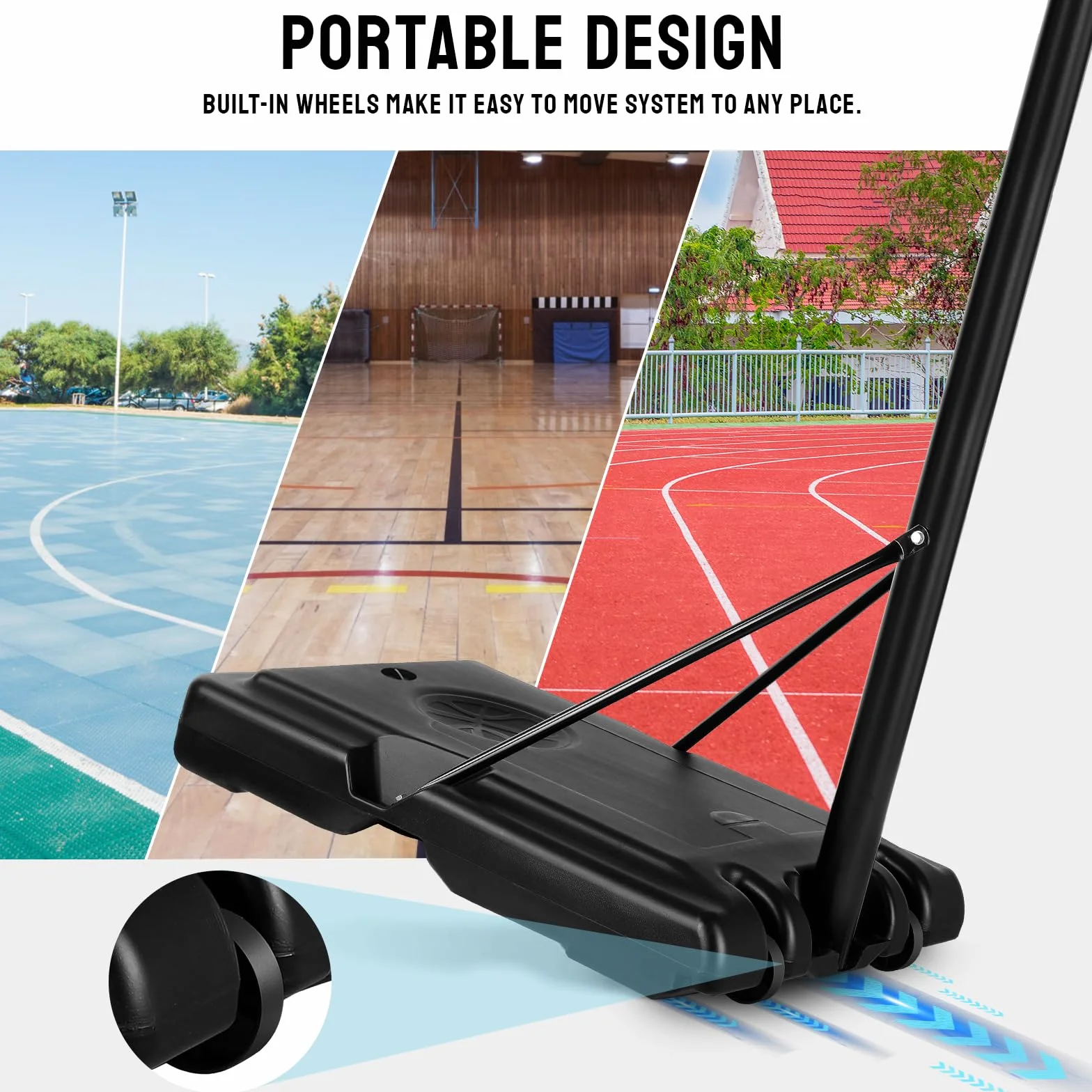Canasta de Baloncesto Exterior Ajustable 230-305 cm Portátil Tablero Irrompible 110 cm Negro