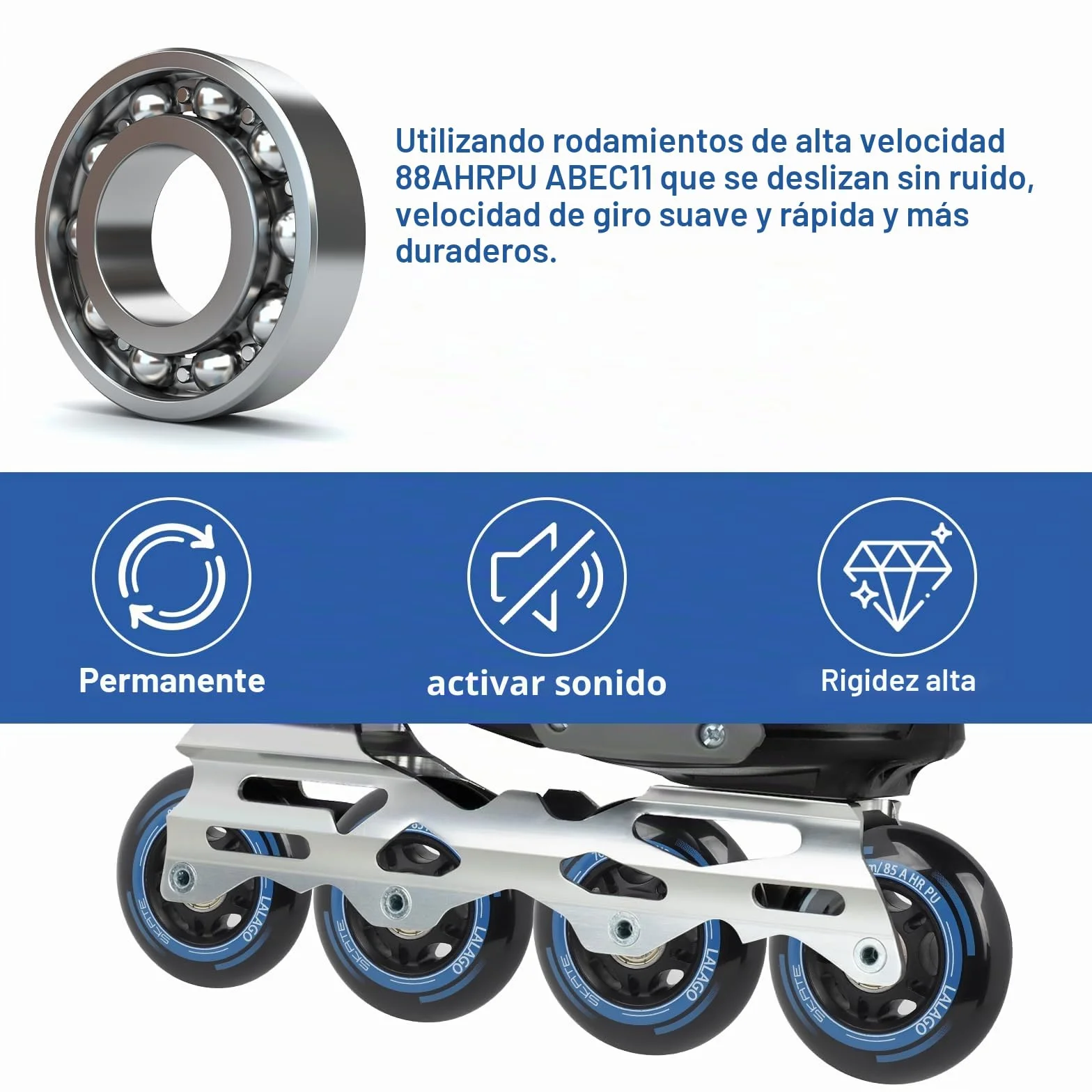LALAGO Ruedas Patin en Linea 80mm 88A HRPU ABEC9 8 Piezas para K2 Hudora Gonex Apollo