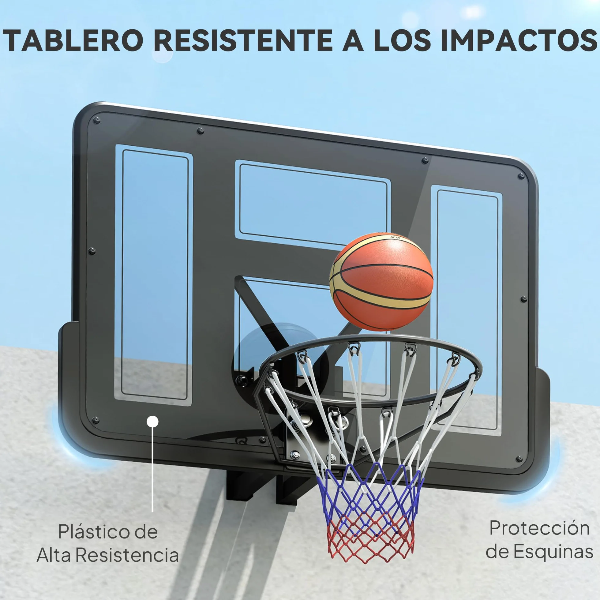 SPORTNOW Canasta de Baloncesto de Pared 110x75 cm Tablero Irrompible Red Resistente Negro