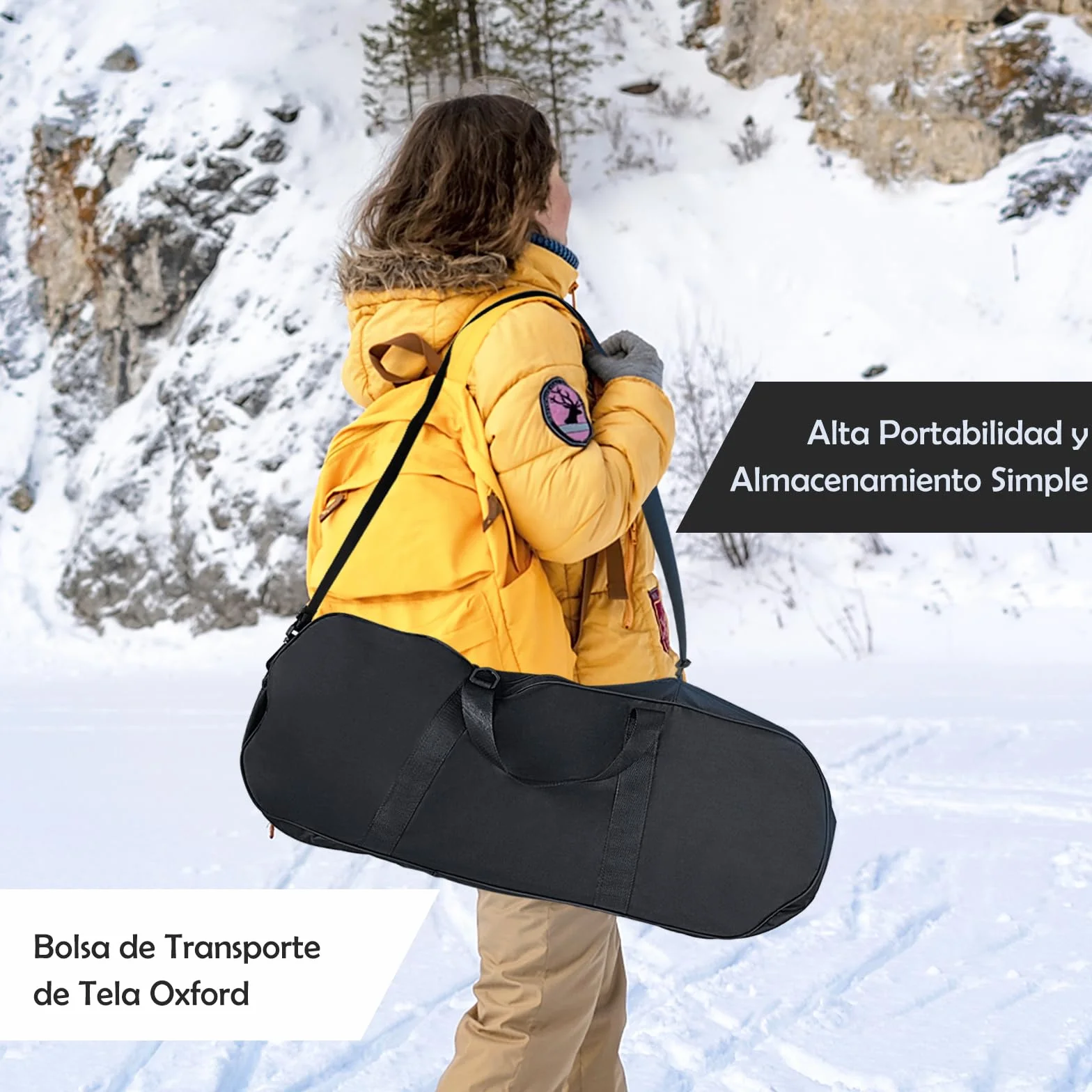 GYMAX Juego de Raquetas de Nieve 3en1 Aluminio 53/63/76 cm Bastones de Trekking Bolsa de Transporte