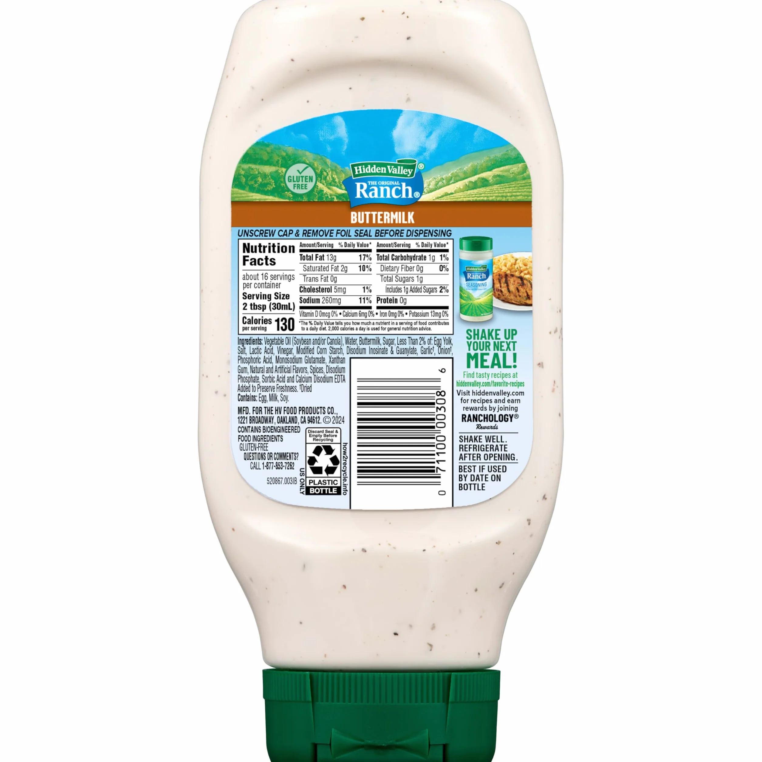 Salsa de ensalada Hidden Valley Ranch Buttermilk (473ml) Importación US!