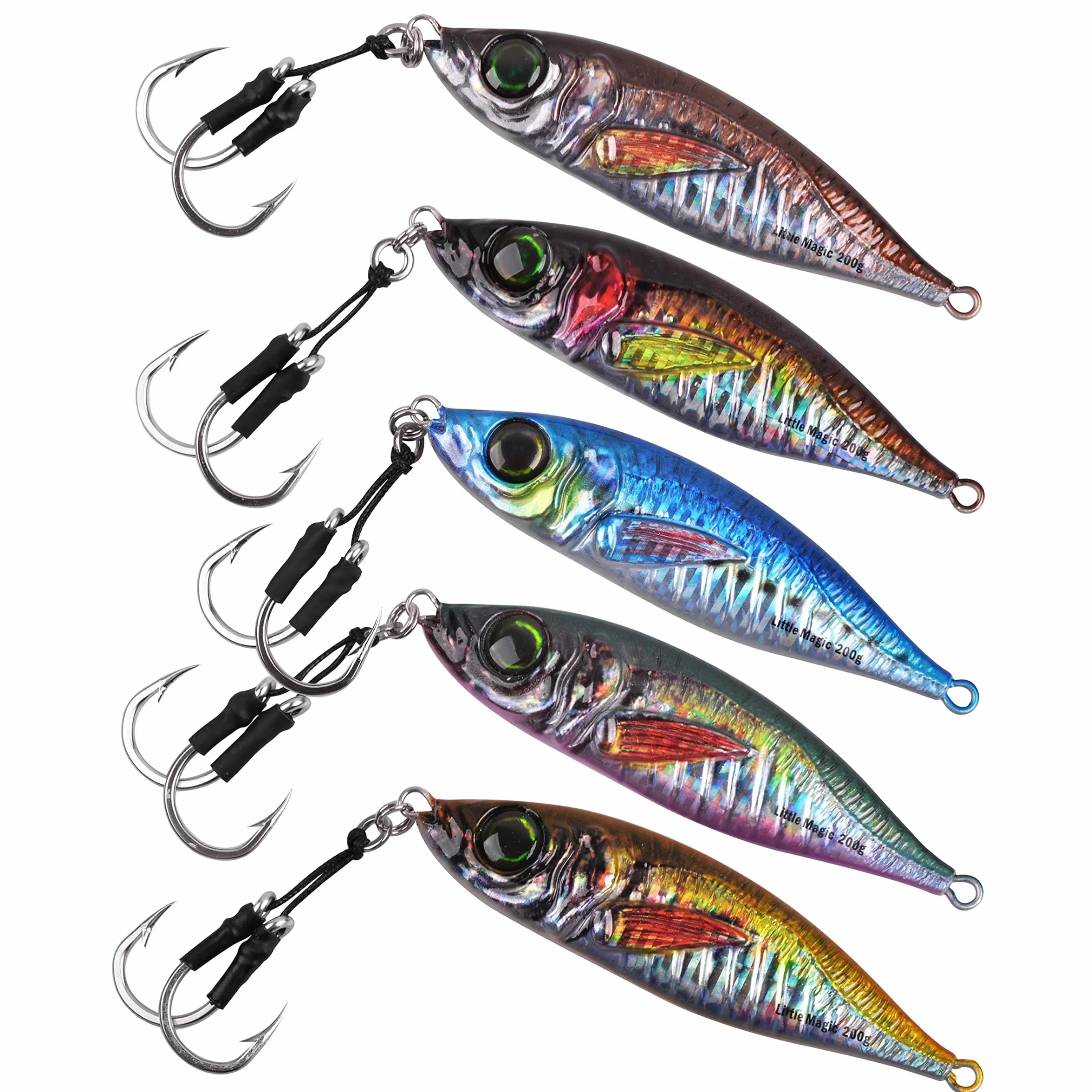 Slow Pitch Jigs Vertical Metal Jigs con Ganchos de Asistencia Mariposa Impresión 3D Océano Profundo Pesca para Atún Kingfish Bluefin