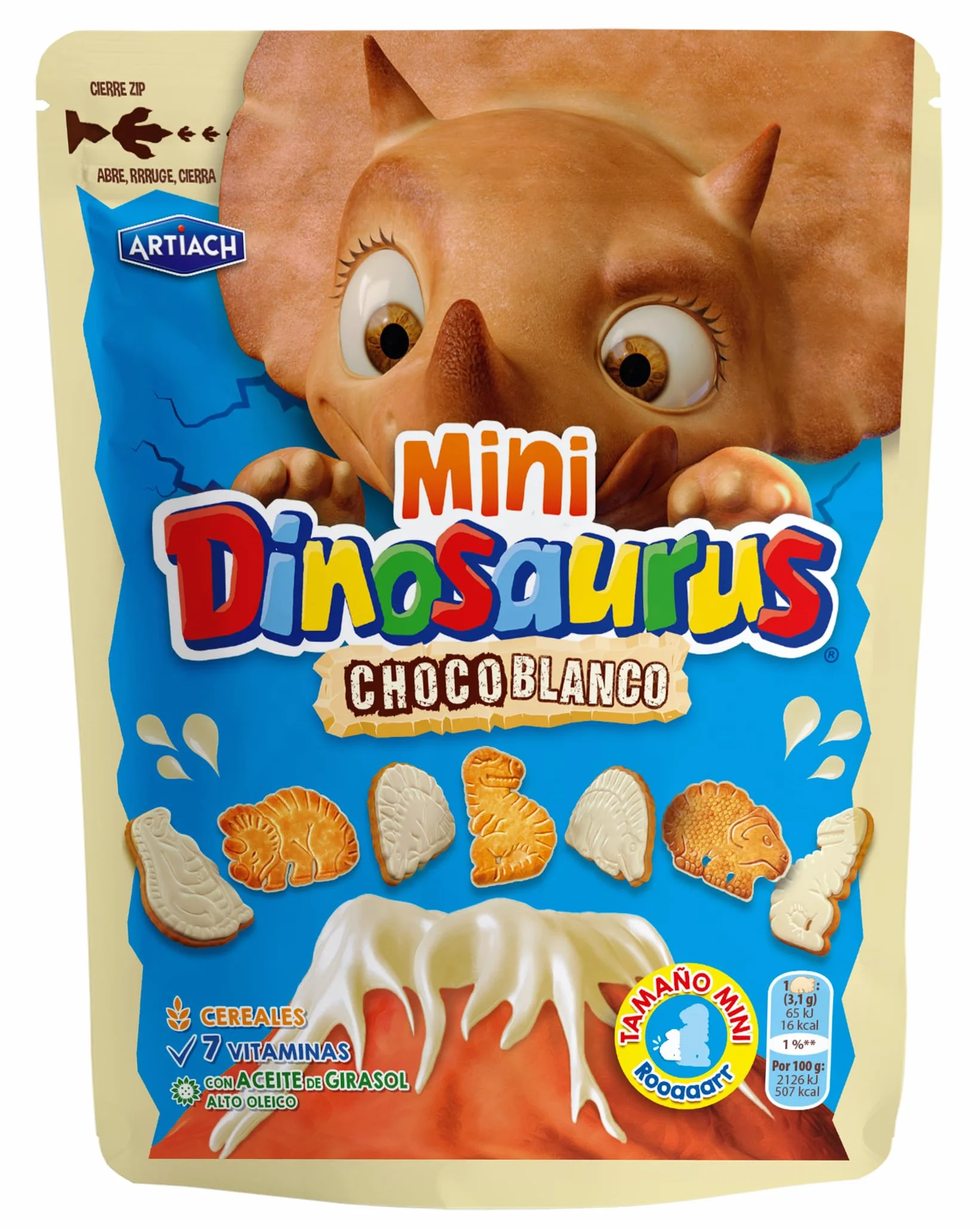 Mini Dinosaurus Chocolate Blanco con cierre ZIP 100g