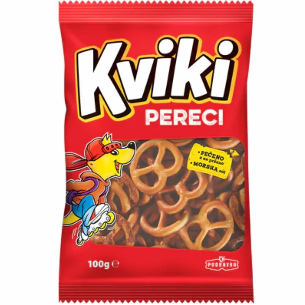 Podravka Kviki Mini Pretzels Cracker Galletas 100 gramos bolsa x 5 unidades