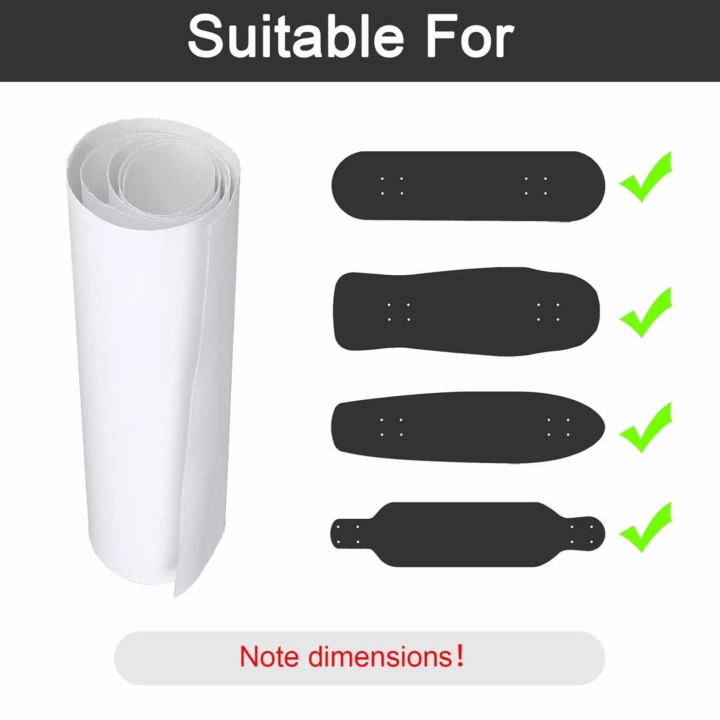 Fyearfly Cinta de Agarre Transparente Impermeable para Monopatín Longboard Accesorio