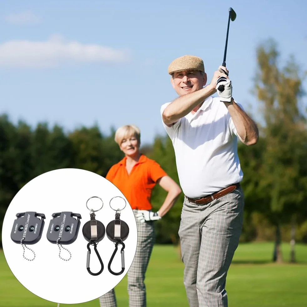 Contador de Golf con 2 Llaveros Retráctiles, Indicador de Puntuación de Golf