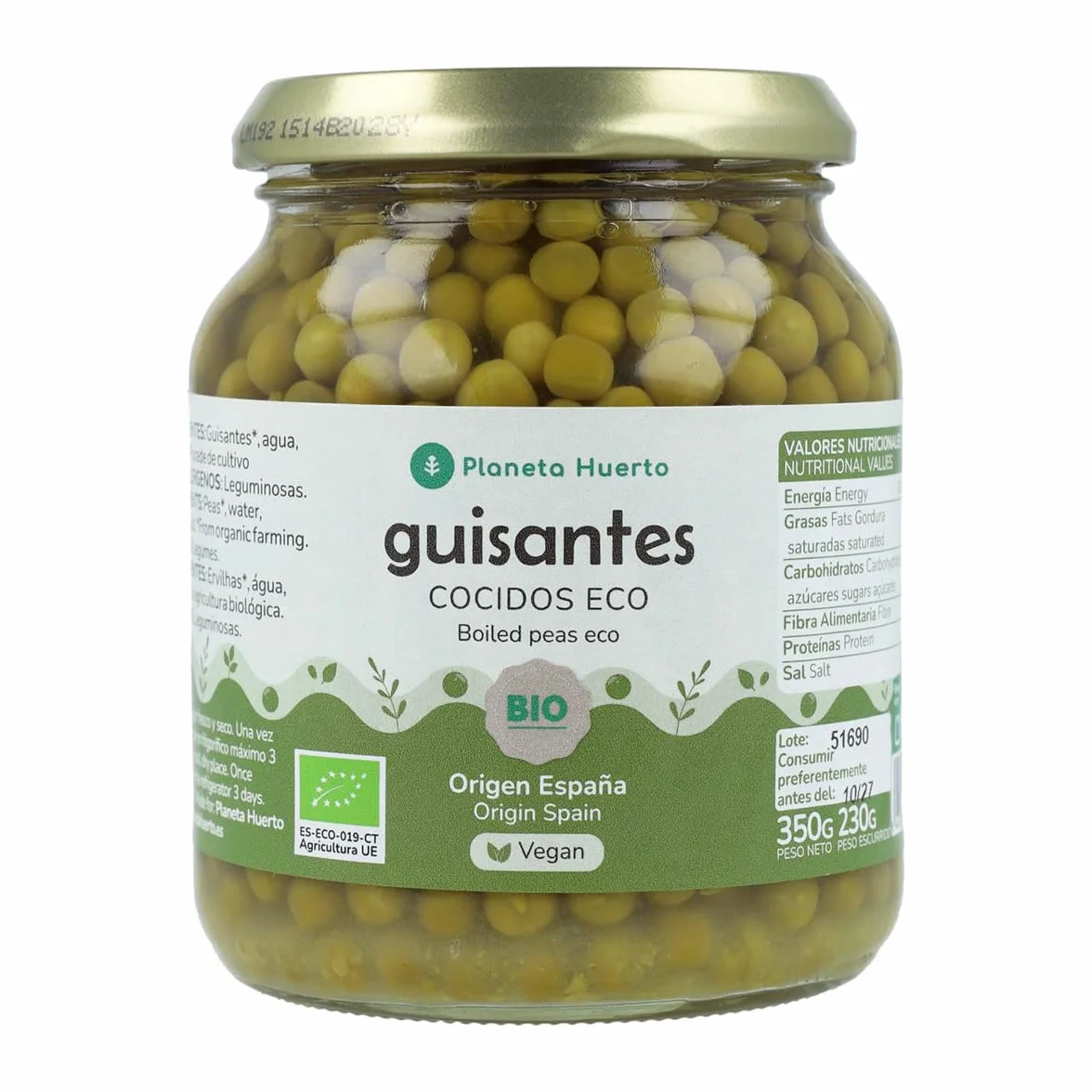 PLANETA HUERTO | Guisantes ECO 320 g - Legumbre Ecológica Rica en Nutrientes y Versátil en la Cocina