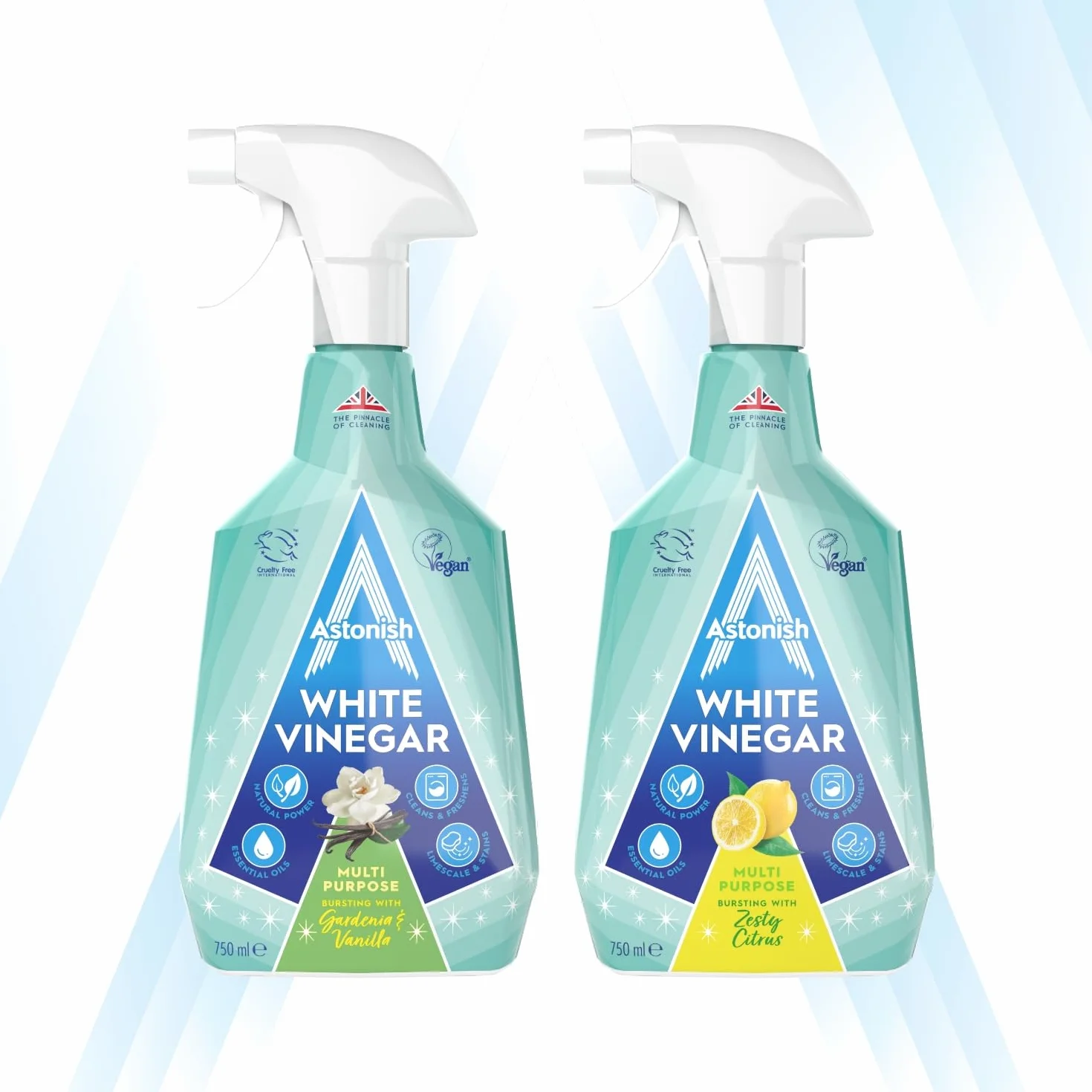 Astonish Spray de limpieza multiusos con vinagre blanco, potente limpieza para superficies, aroma de gardenia y vainilla, 750 ml