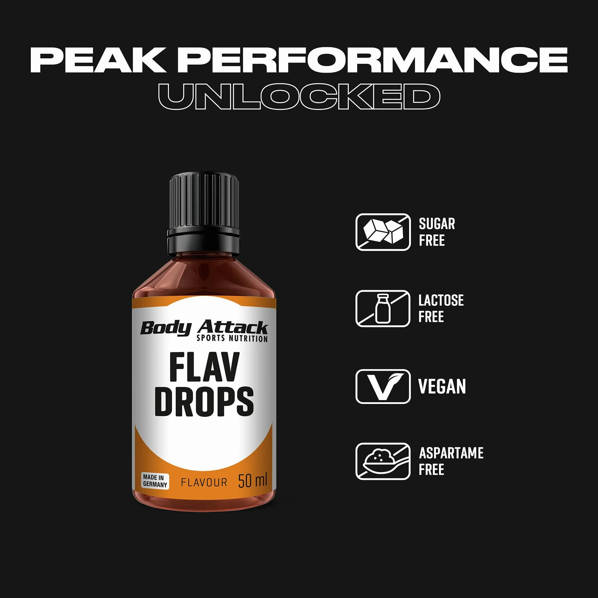 Body Attack Nutrition - Gotas De Sabor (50 Ml) - Aromas y edulcorantes - Sabores sin calorías - Stracciatella