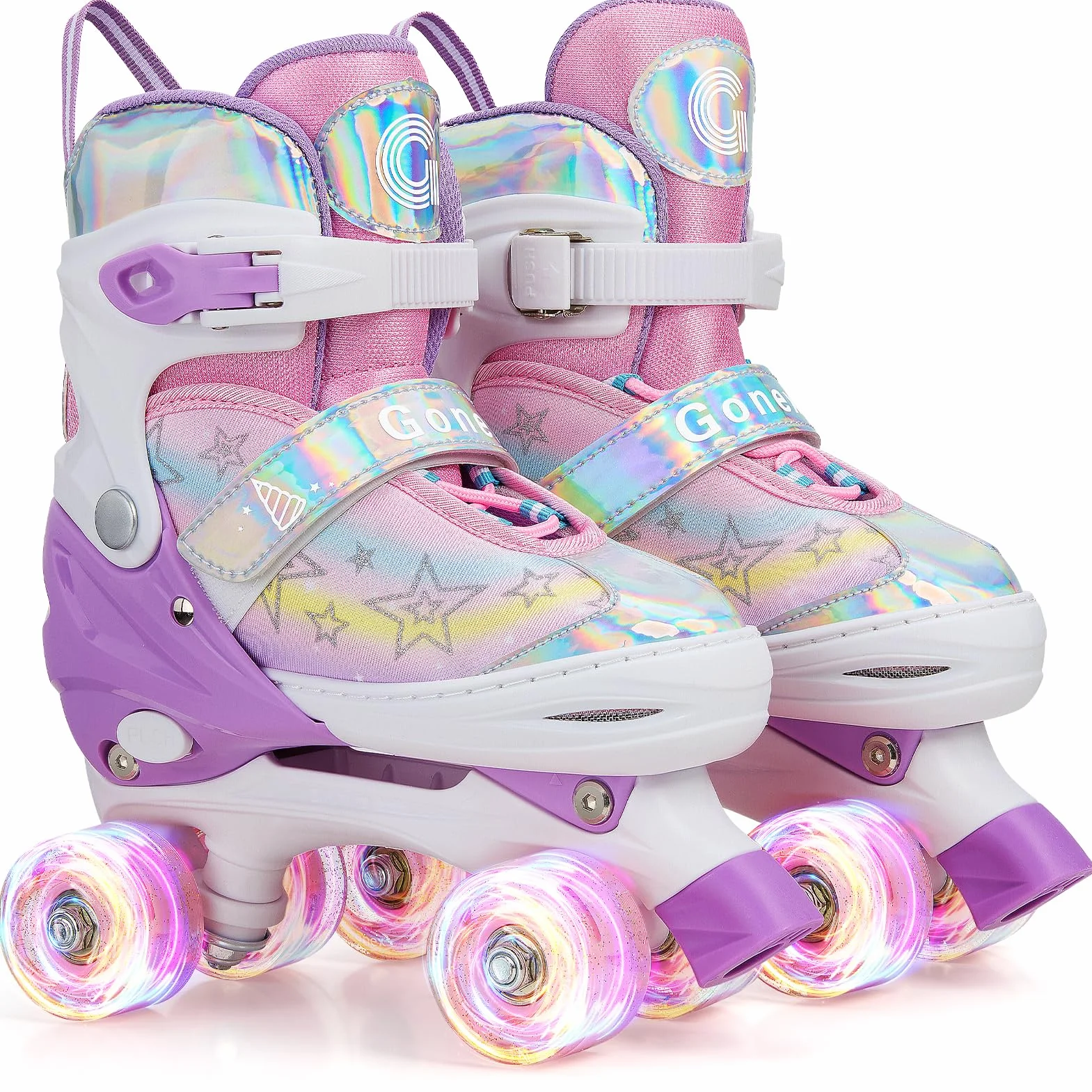 Gonex Patines 4 Ruedas Niña Paralelo Ajustables con Iluminación LED para Principiantes