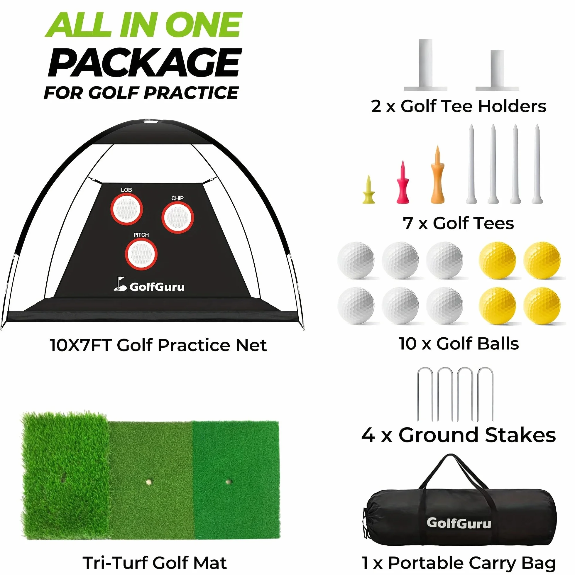 Red de entrenamiento de golf con colchoneta, para interior y exterior, incluye bolsa de transporte