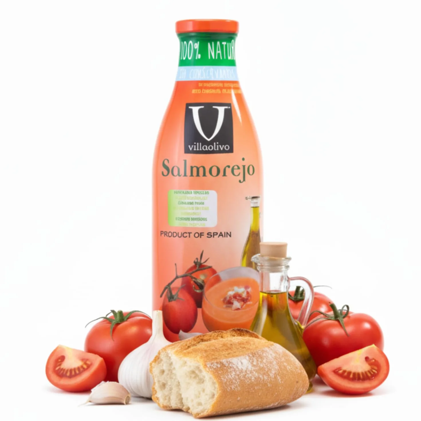 Villaolivo Salmorejo 100% Natural 6x1L Receta Tradicional Sin Conservantes