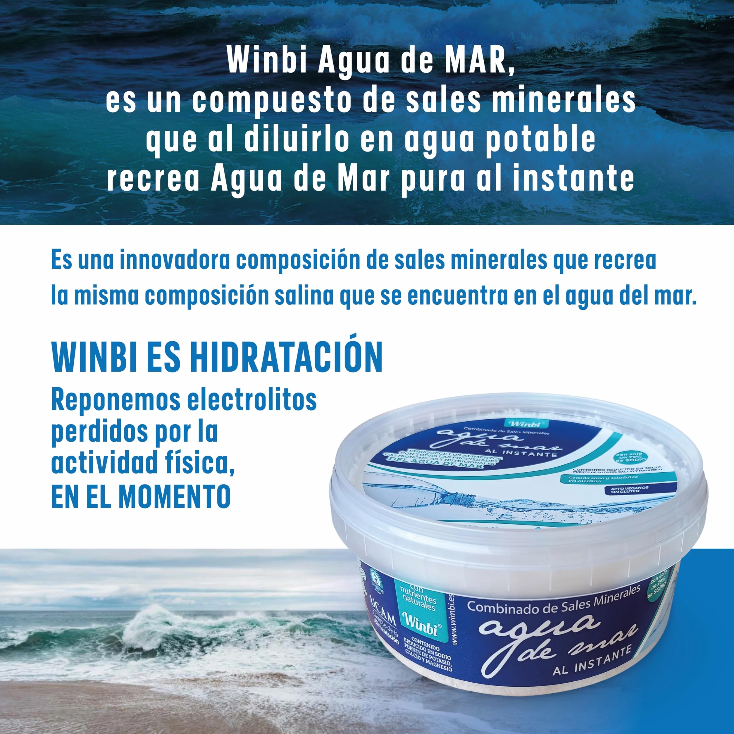 50 LITROS De Agua De Mar Winbi Para Beber. Múltiples Beneficios Al Cuerpo. Agua Marina Con Alto Contenido En Magnesio, Potasio Y Calcio. (500Gr)