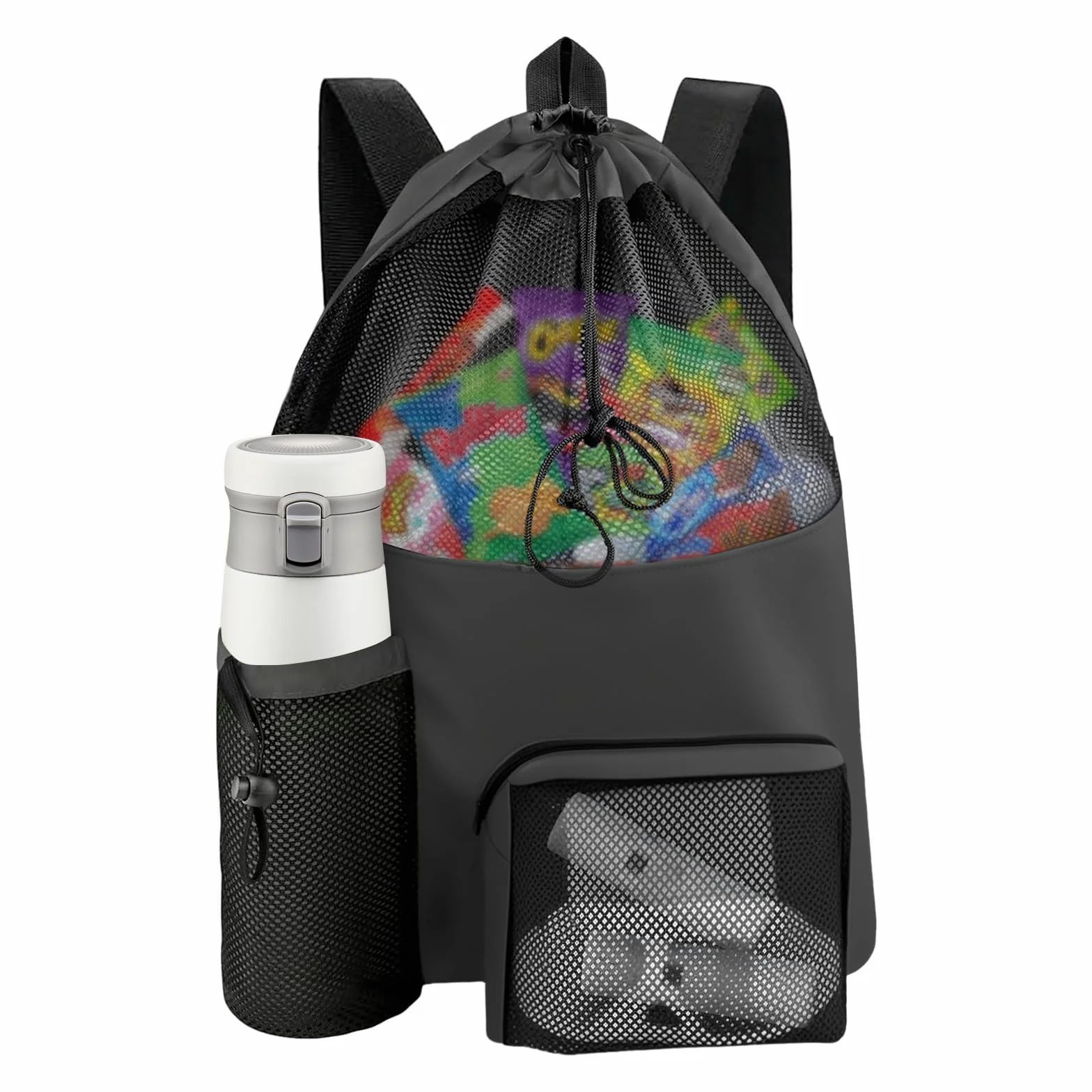 Mochila de malla para natación con cordón, Bolsa de playa ajustable para hombres y mujeres