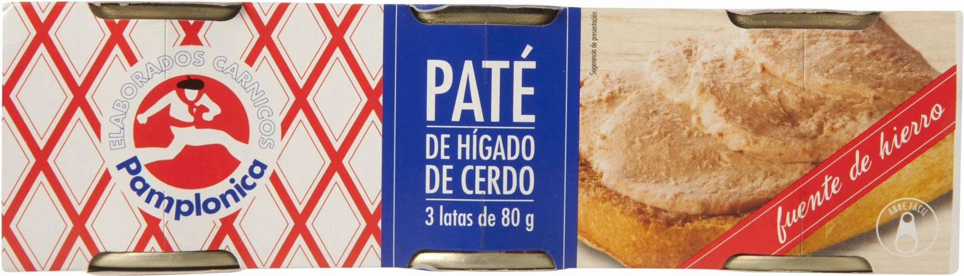 Pamplonica Paté Hígado De Cerdo | Pack 3 Latas 80 g | Crema Untable Sabor Suave Textura Ligera | Fuente Natural De Hierro | Ideal Para Sándwiches Y Aperitivos