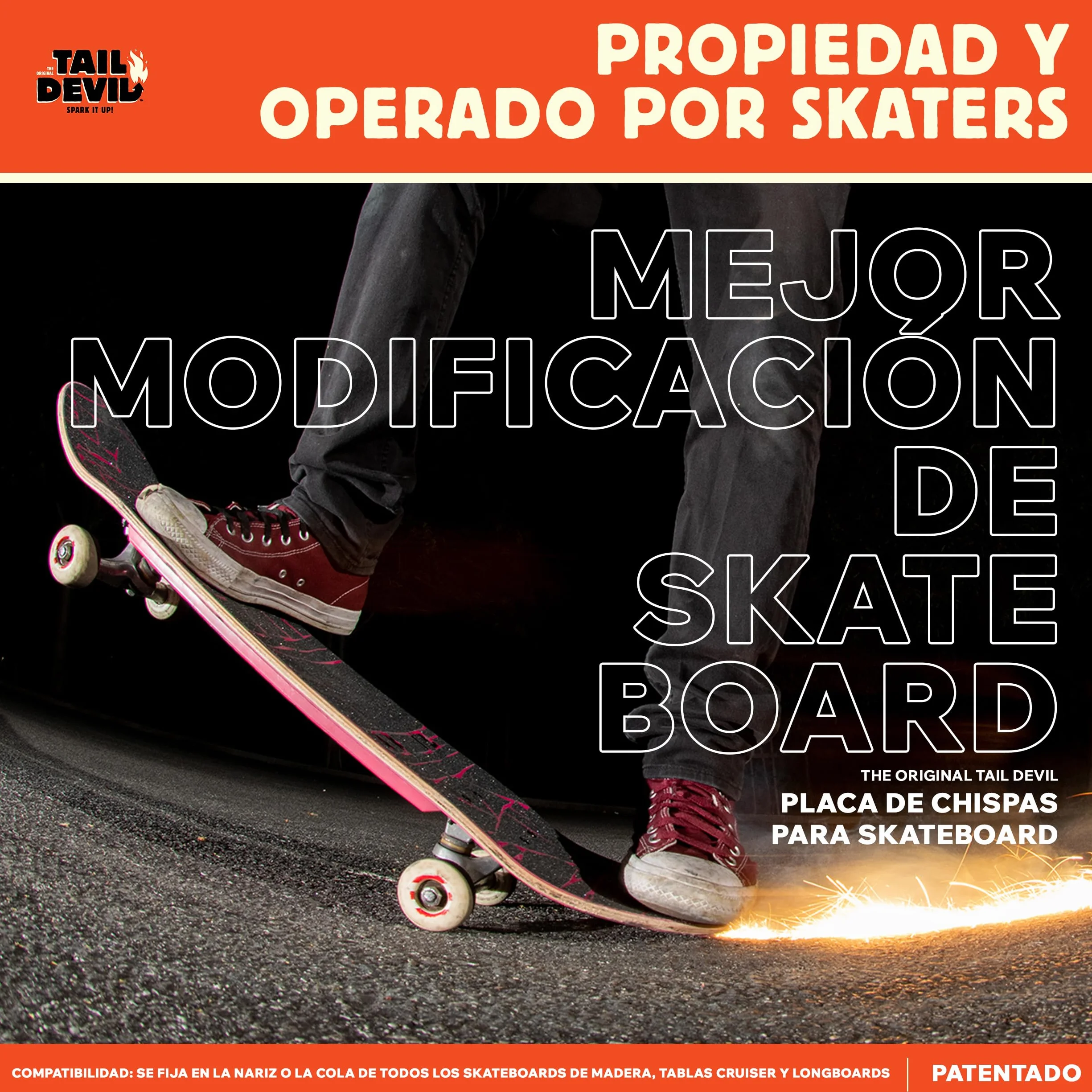 Tail Devil Spark It Up! Placas de Chispa para Skateboard para Niño y Adulto