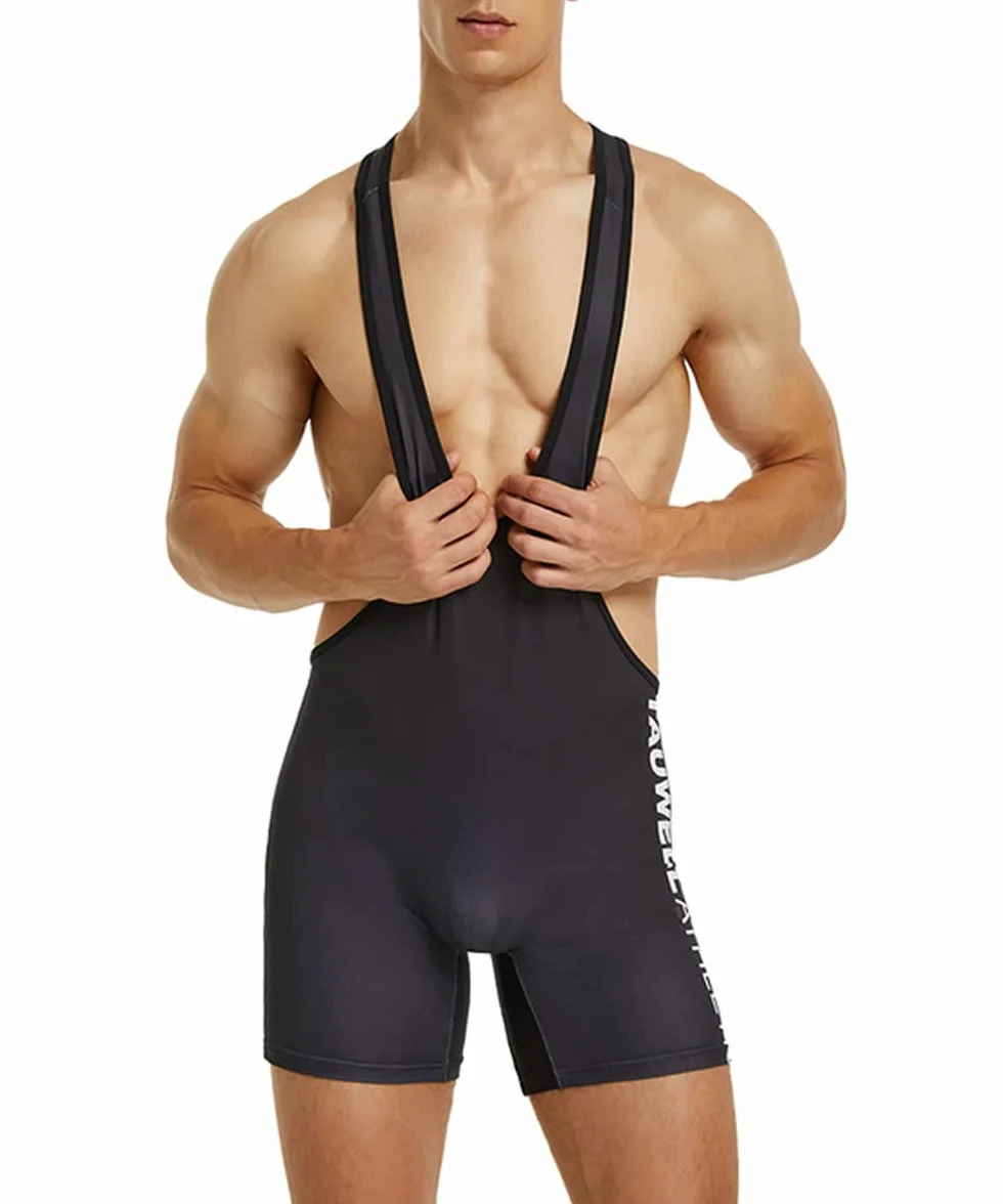Chaleco de levantamiento de pesas para hombre, leotardo de lucha libre, traje corto de triatlón