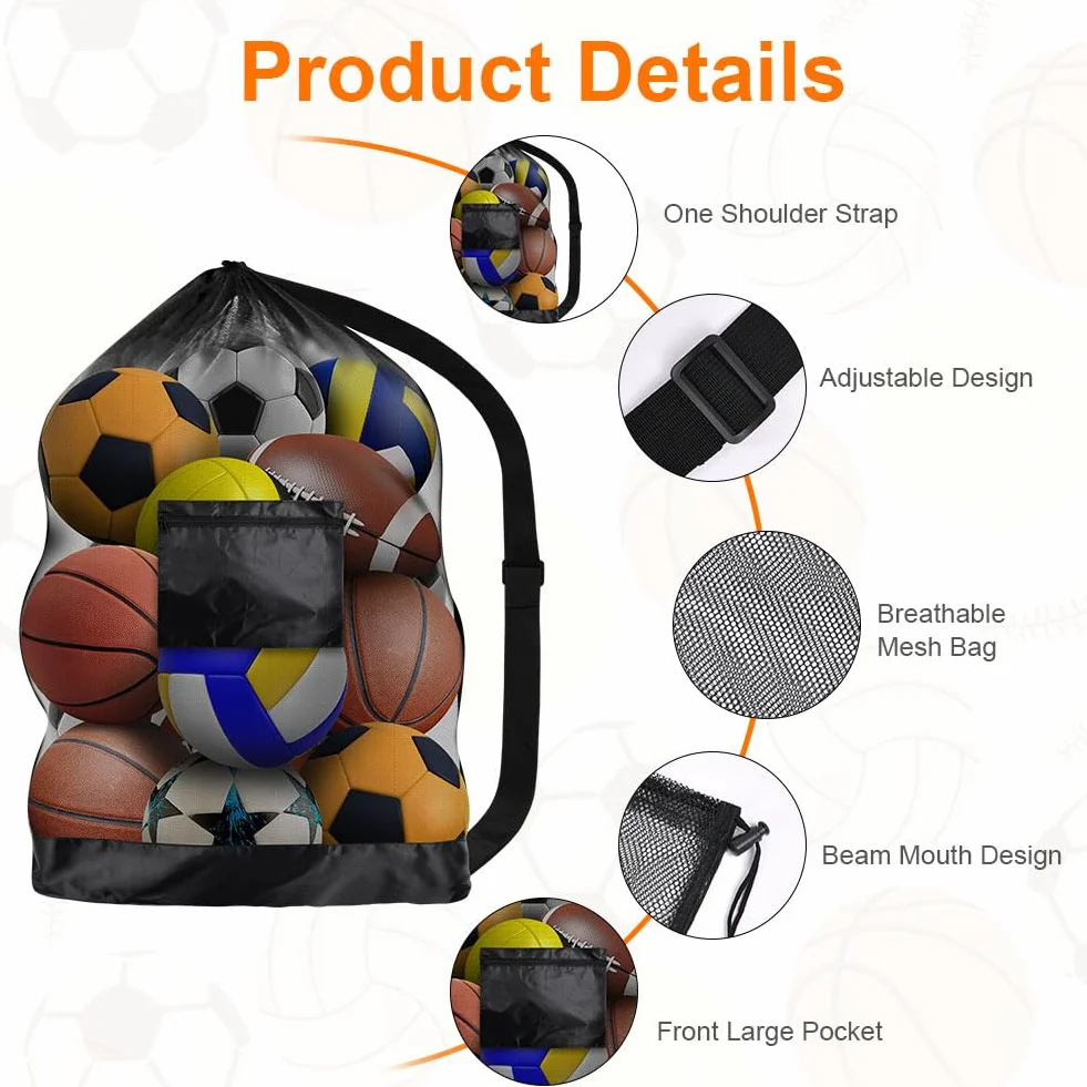 Mochila Deportiva de Malla Grande para Pelotas Baloncesto Fútbol Voleibol
