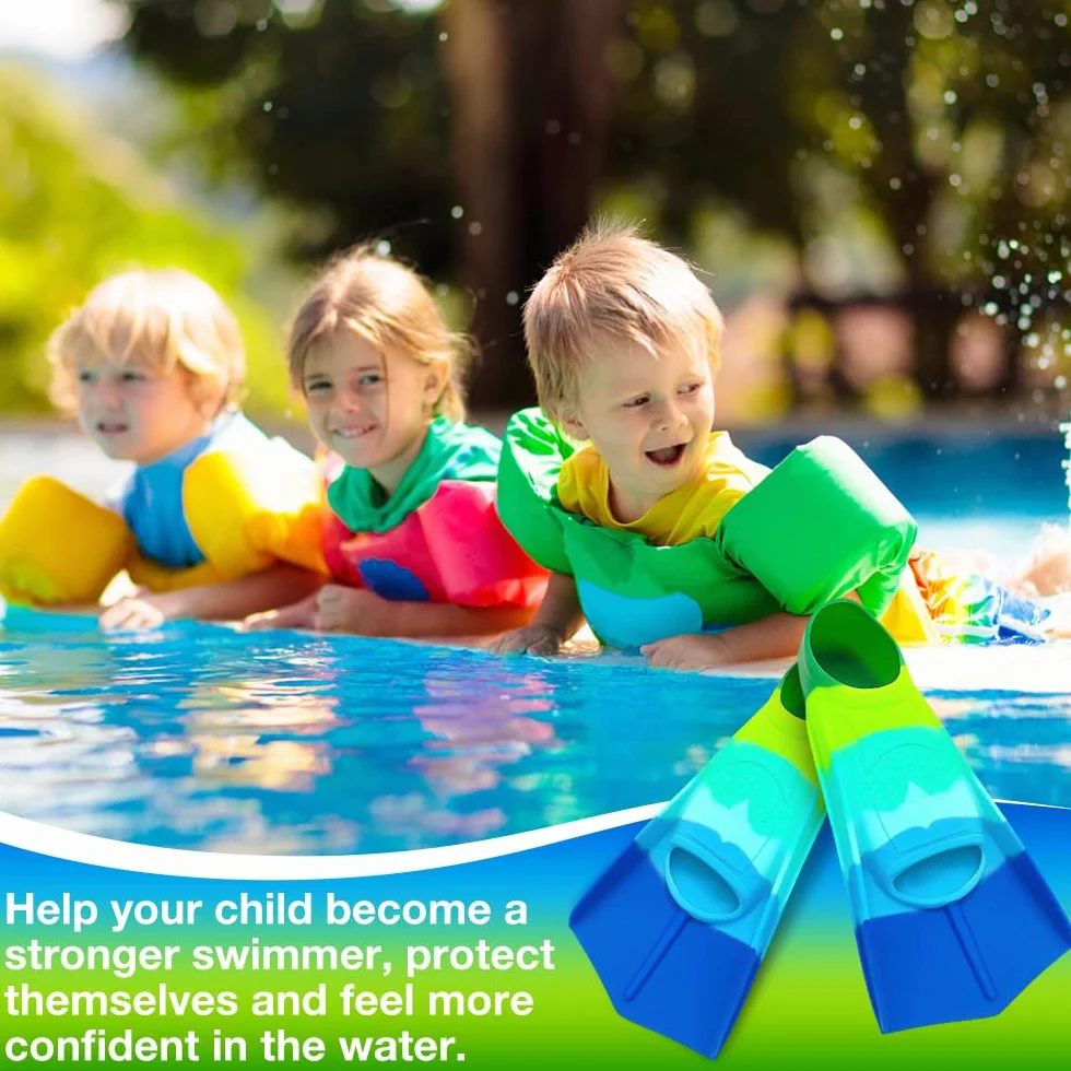Aletas de Natación para Niños de Silicona, Entrenamiento de Buceo, Azul