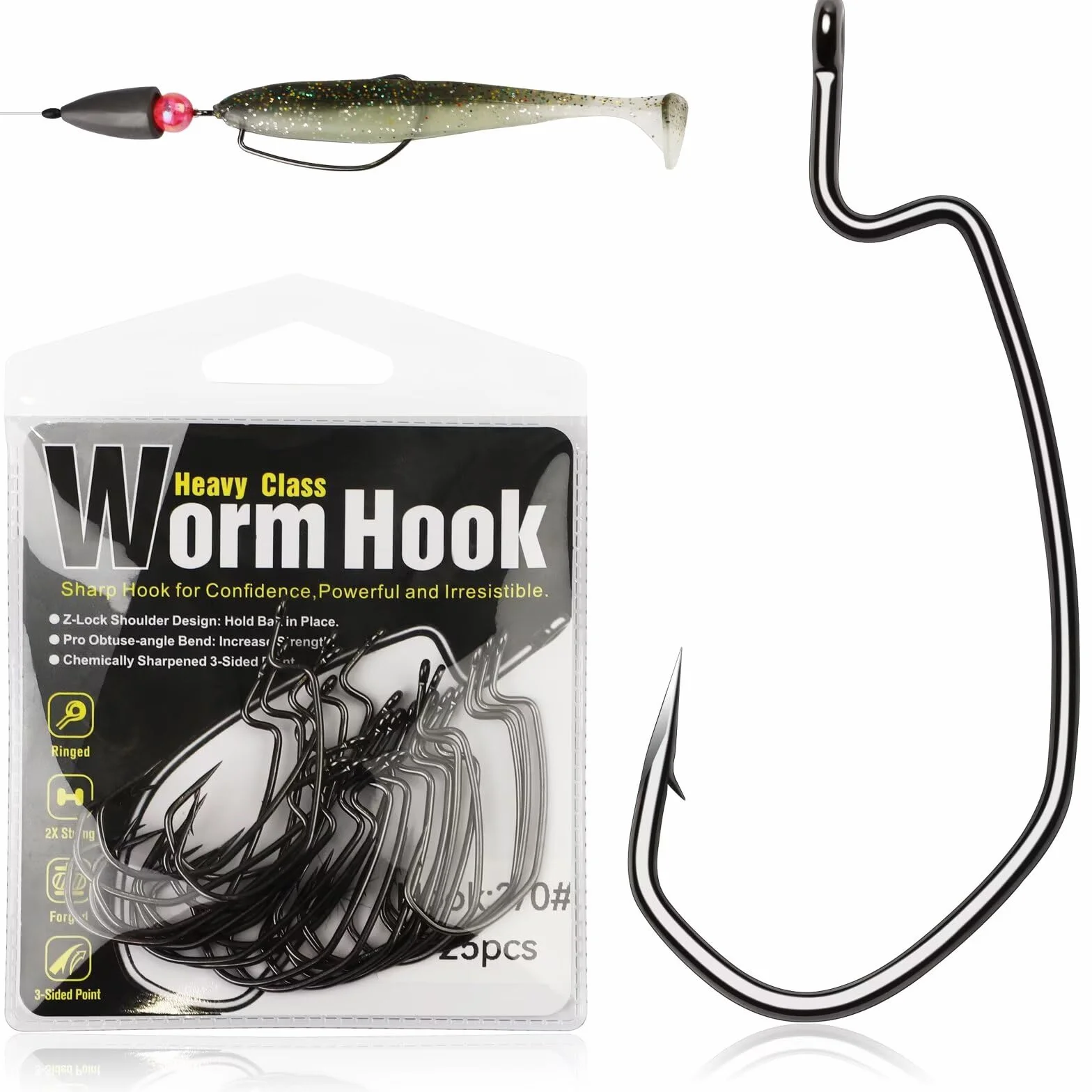 Dovesun Anzuelos EWG Offset Texas Rig para Pesca de Bass 100/50 Unidades 1# 1/0 2/0 3/0 4/0 Agua Dulce y Salada