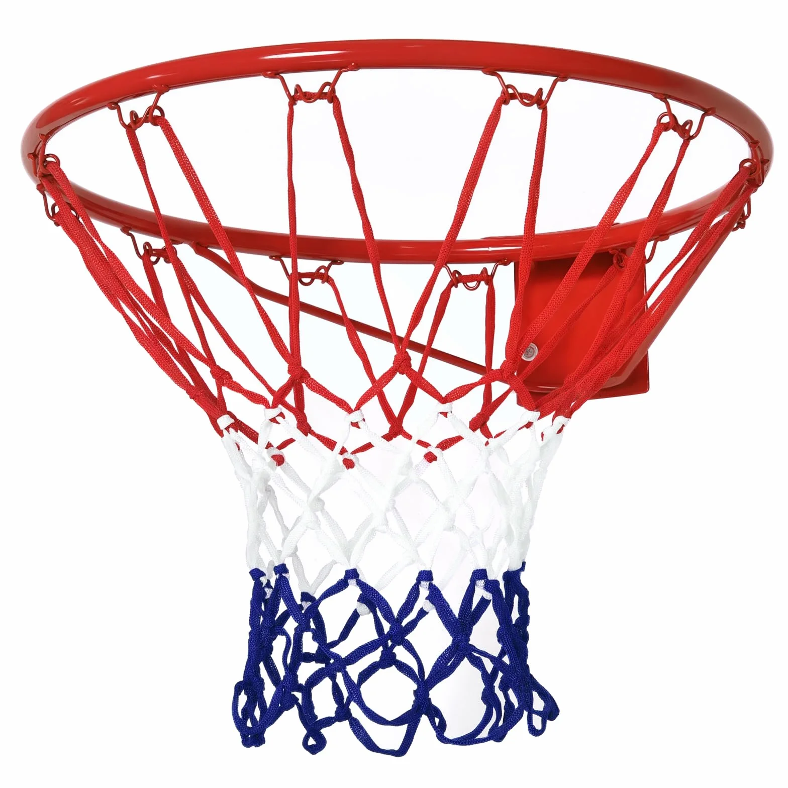 HOMCOM Canasta de Baloncesto de Pared Ø46 cm Aro con Red Marco Metálico 12 Ganchos Rojo