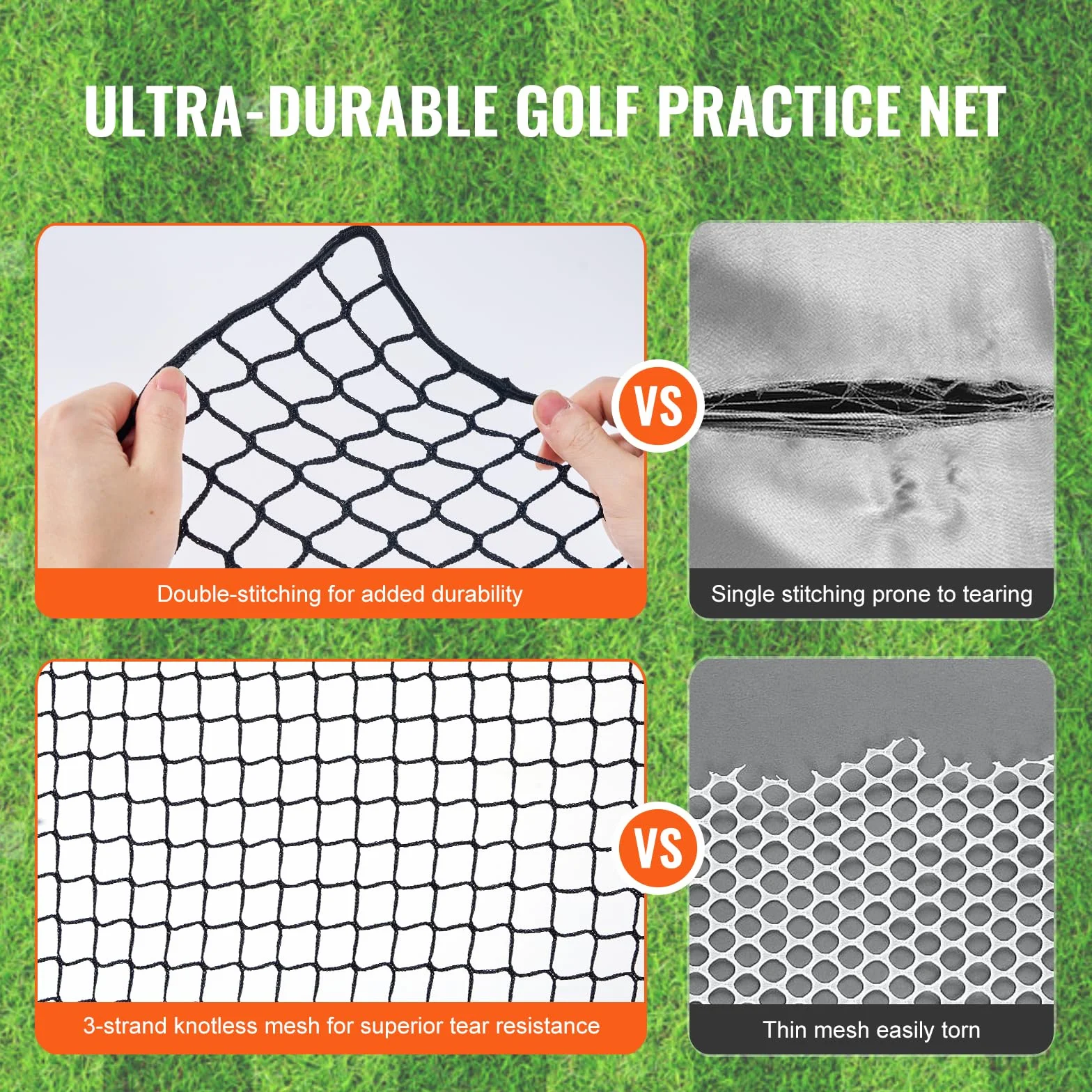 VEVOR Red de Práctica de Golf 3 x 4,5 m Nailon Barrera Deportiva
